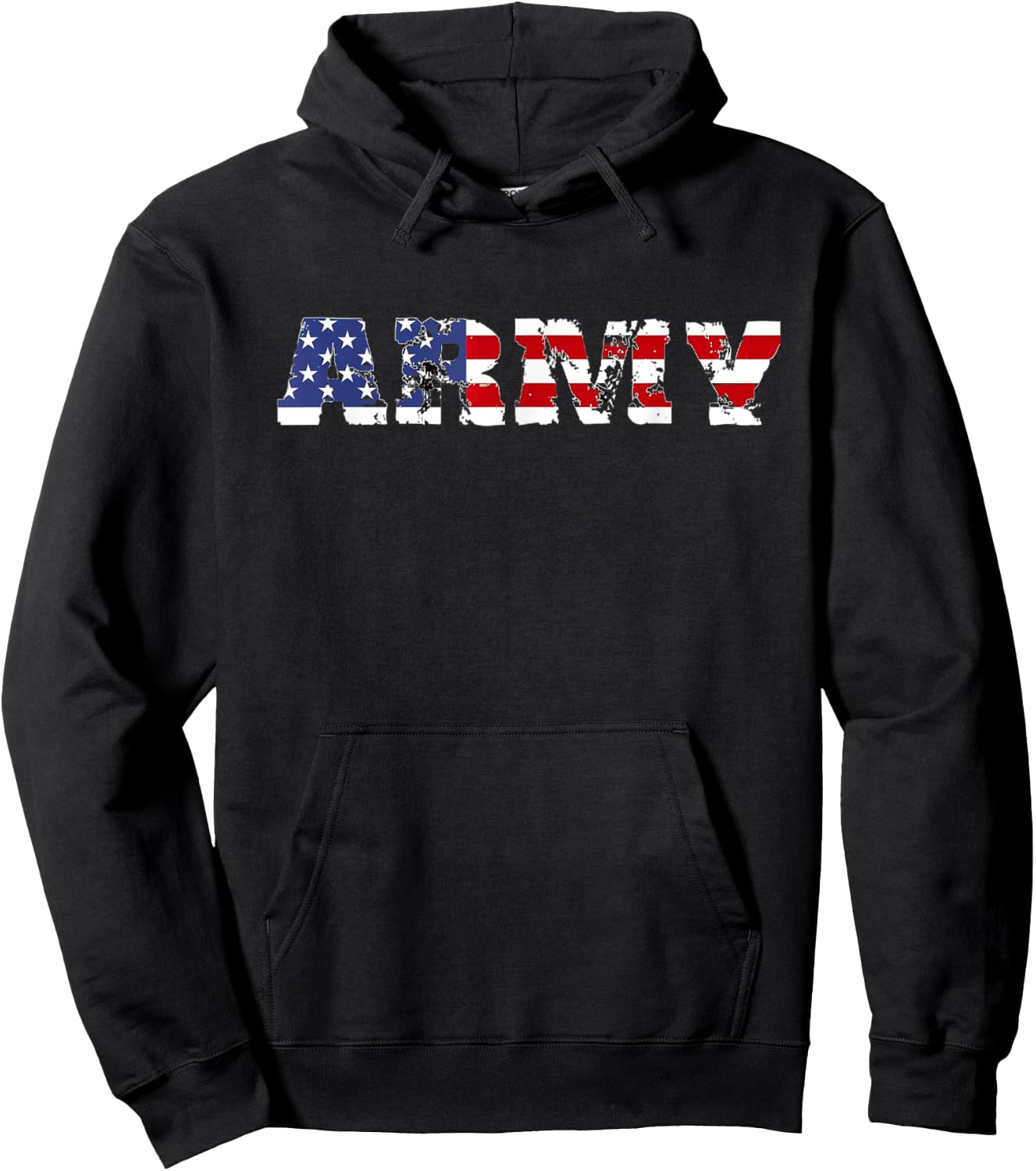 Army US Flag Pattern Distressed Font Rustic US Army US Flag Hoodie - Hoodie | Black