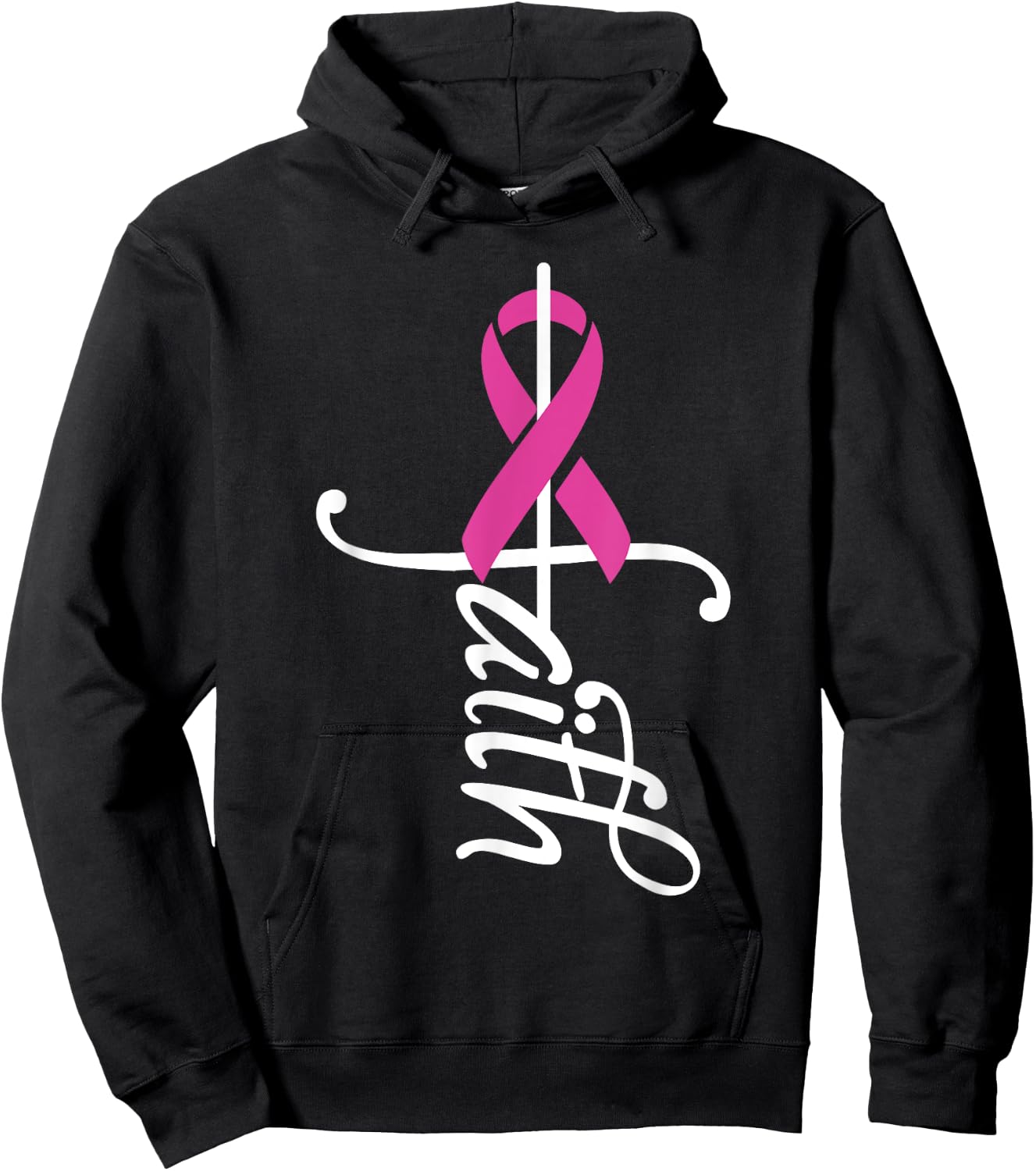 Faith Cancer Support - Ribbon Breast Cancer Awareness Hoodie - Hoodie | Black