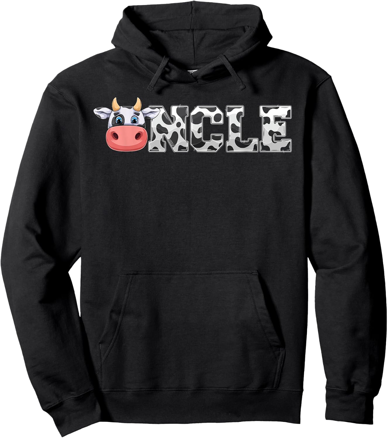 Uncle Cow Print Cowboy Animal Pattern Farmer Cow Uncle Hoodie - Hoodie | Black