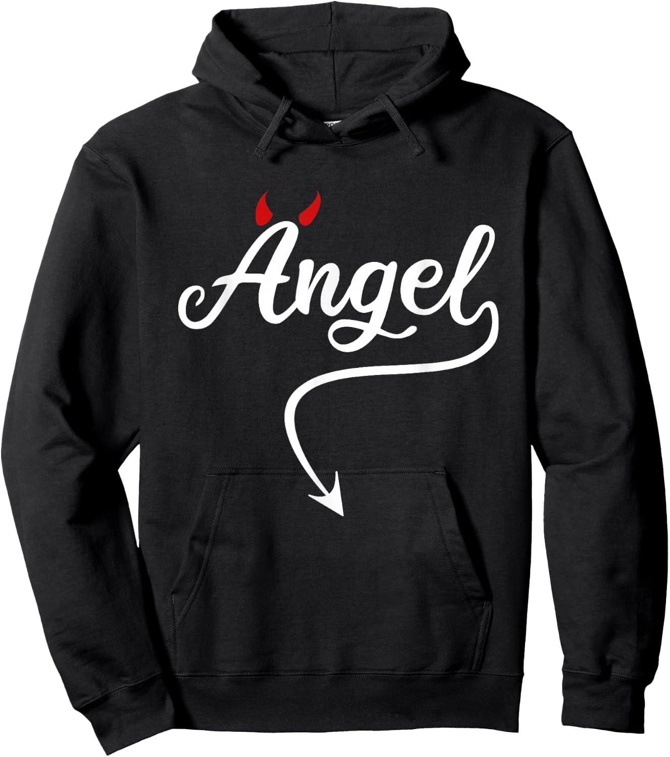Devil Angel Costume Angel vs Devil Angel and Devil Halloween Hoodie - Hoodie | Black
