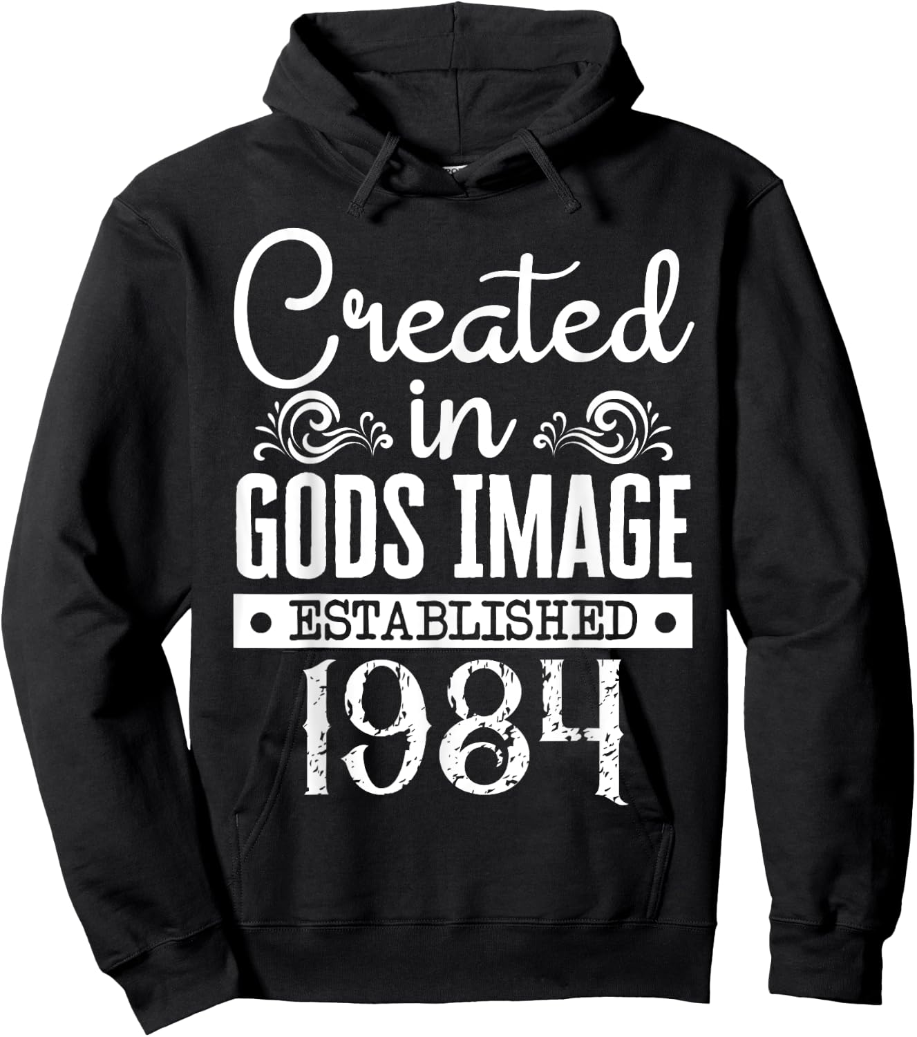 Created In Gods Image Established 1984 Religious Christian Hoodie - Hoodie | Black