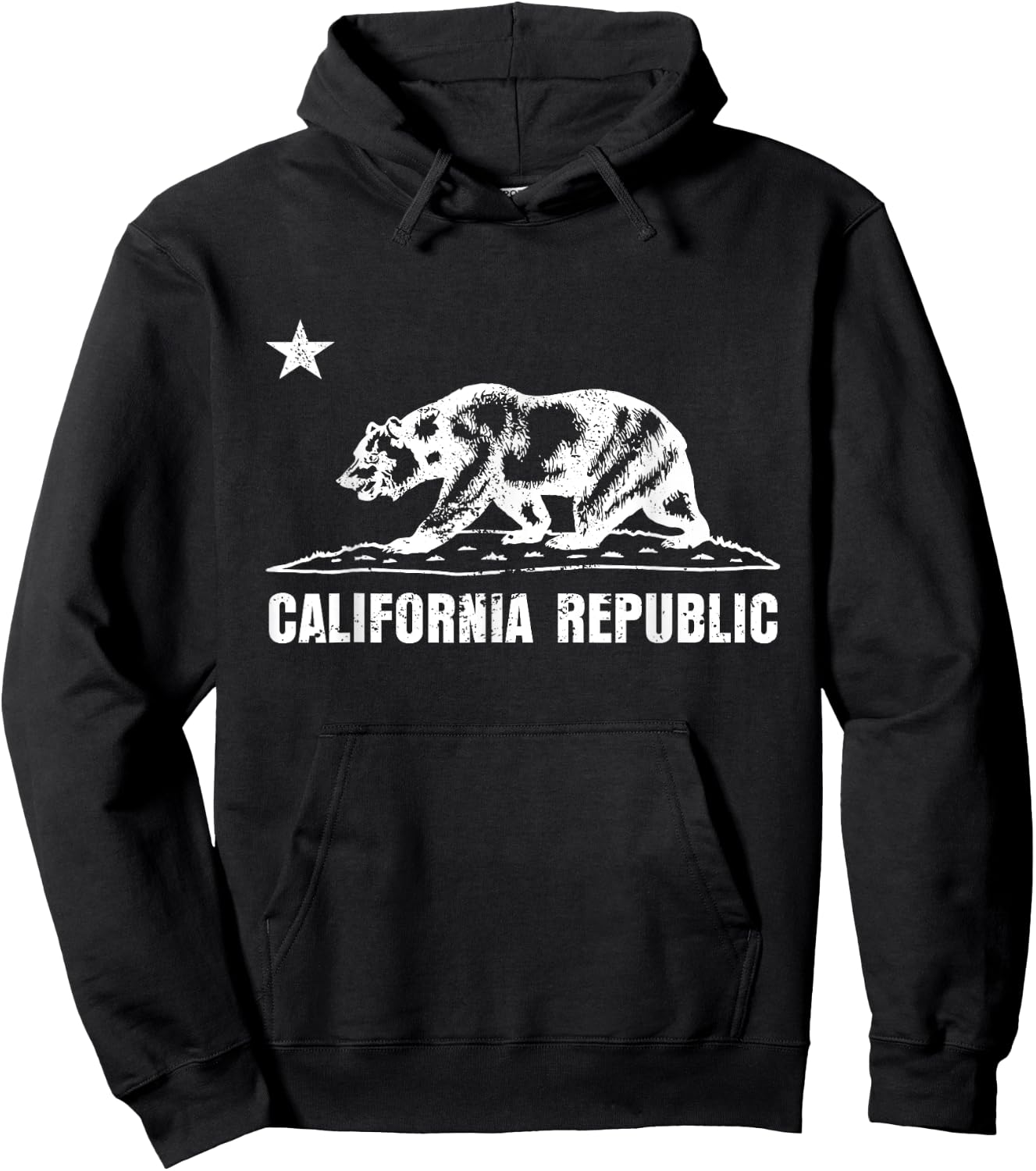 California Funny State Bear Vintage Distressed Graphic Hoodie - Hoodie | Black