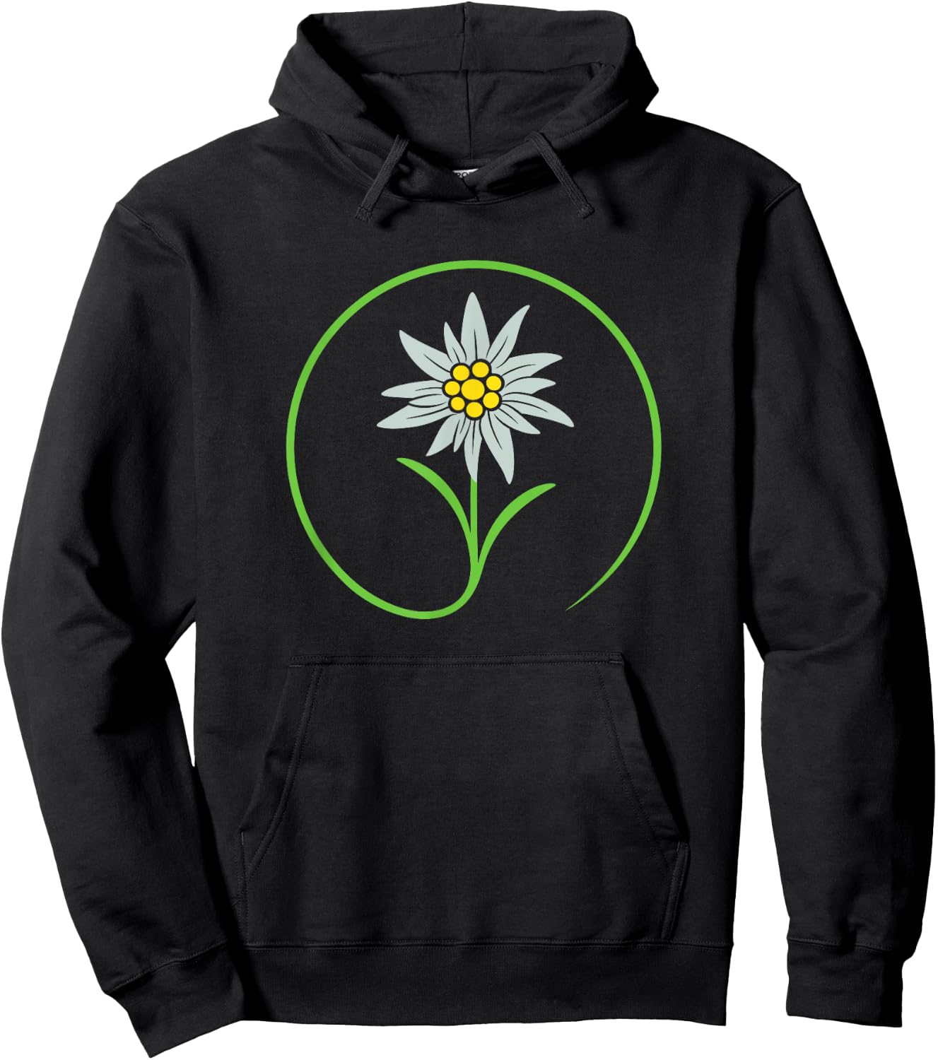 Oktoberfest Shirt. Edelweiss, traditional flower with leaves Hoodie - Hoodie | Black