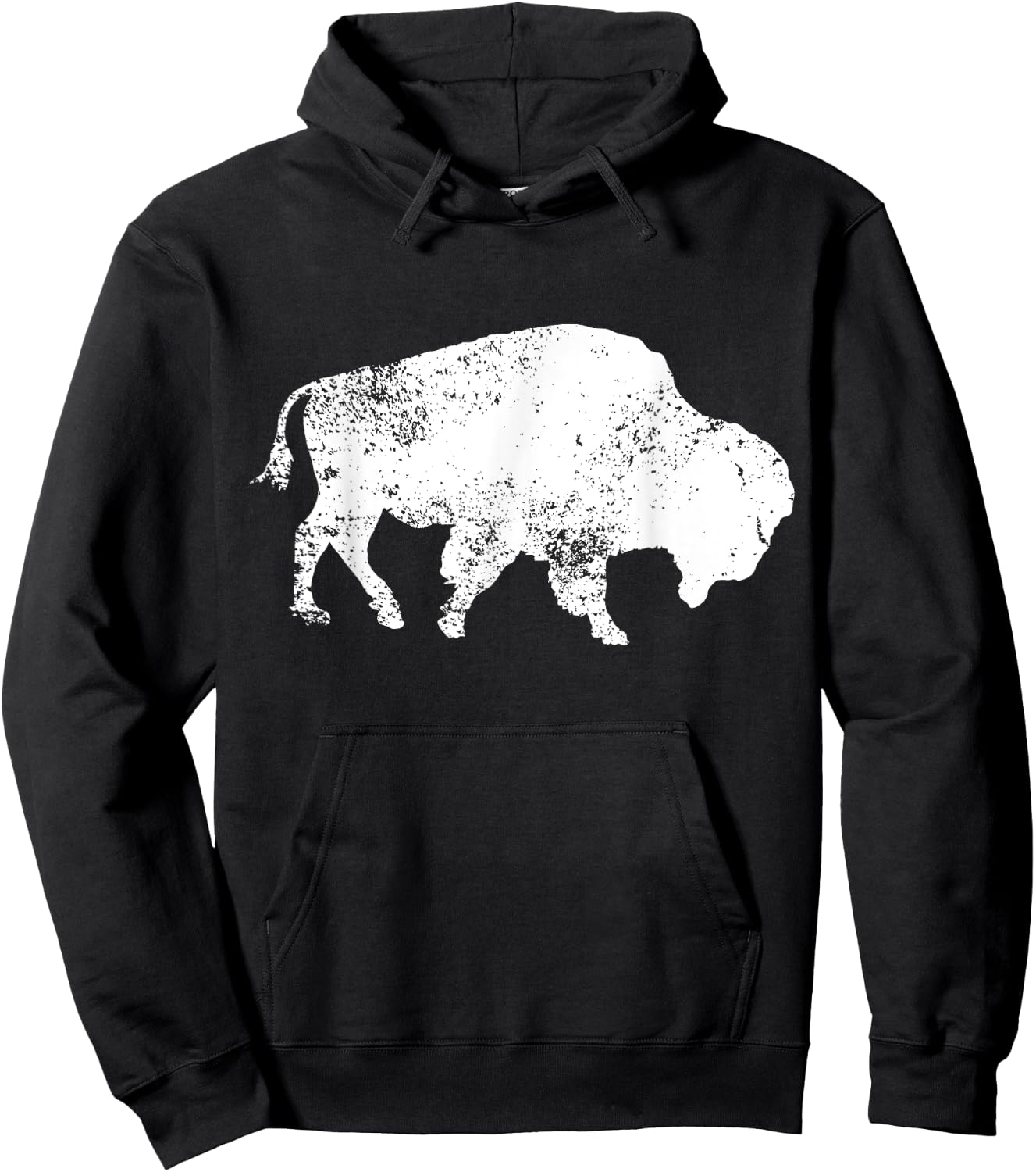Vintage Buffalo Bison Print Design Distressed Bison Hoodie - Hoodie | Black