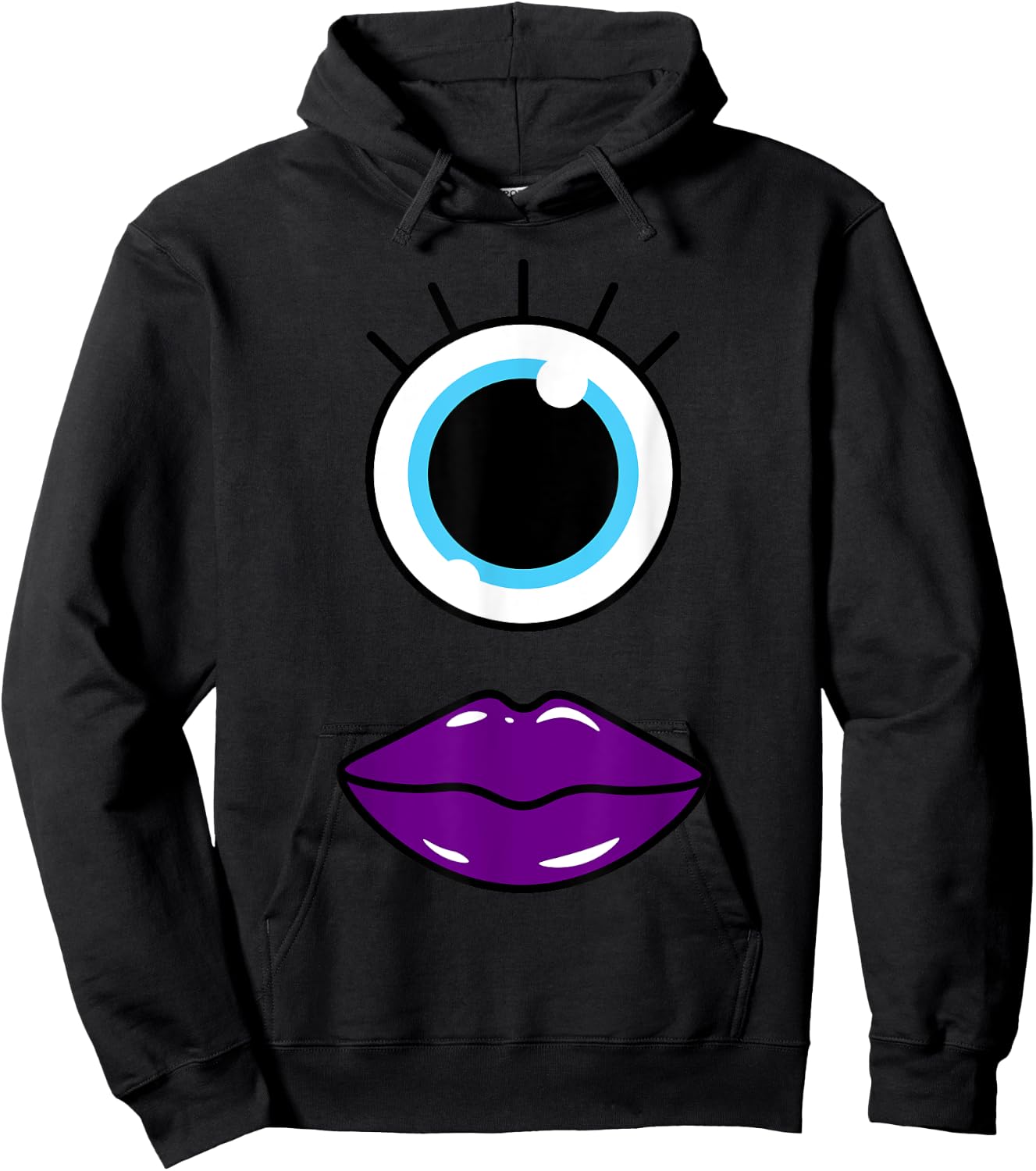 Funny Cute Goth Monster Face Eyeball Easy Halloween Costume Hoodie - Hoodie | Black