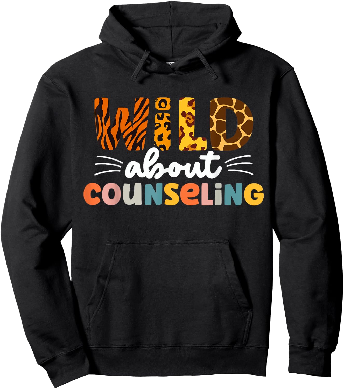 Cute Wild About Counseling Leopard Teacher Counselor Men Women Hoodie - Hoodie | Black