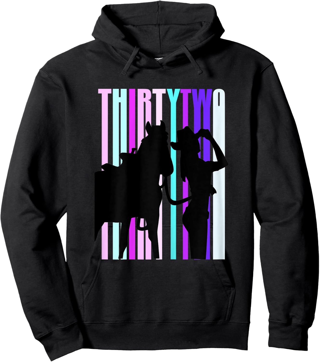Cowgirls 32nd Birthday Woman And Horse Rodeo Cowgirl 32 Hoodie - Hoodie | Black