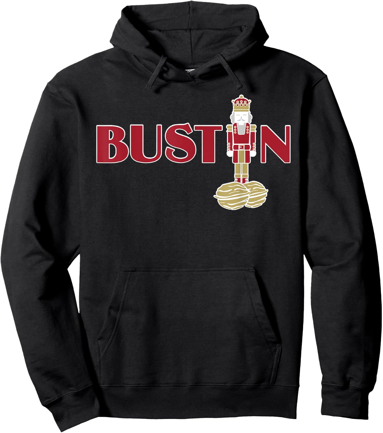 Funny Adult Nut Cracker Bustin Gym Christmas Weightlifting Hoodie - Hoodie | Black
