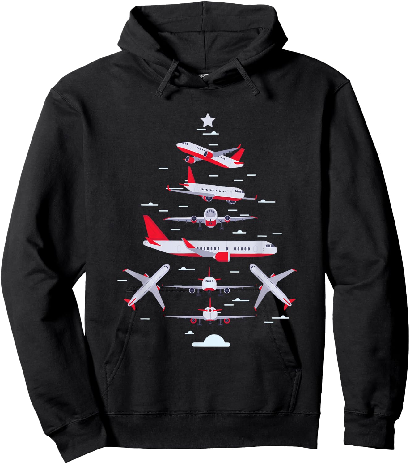 Airplane Christmas Tree Pilot Merry Christmas Xmas Tree Hoodie - Hoodie | Black