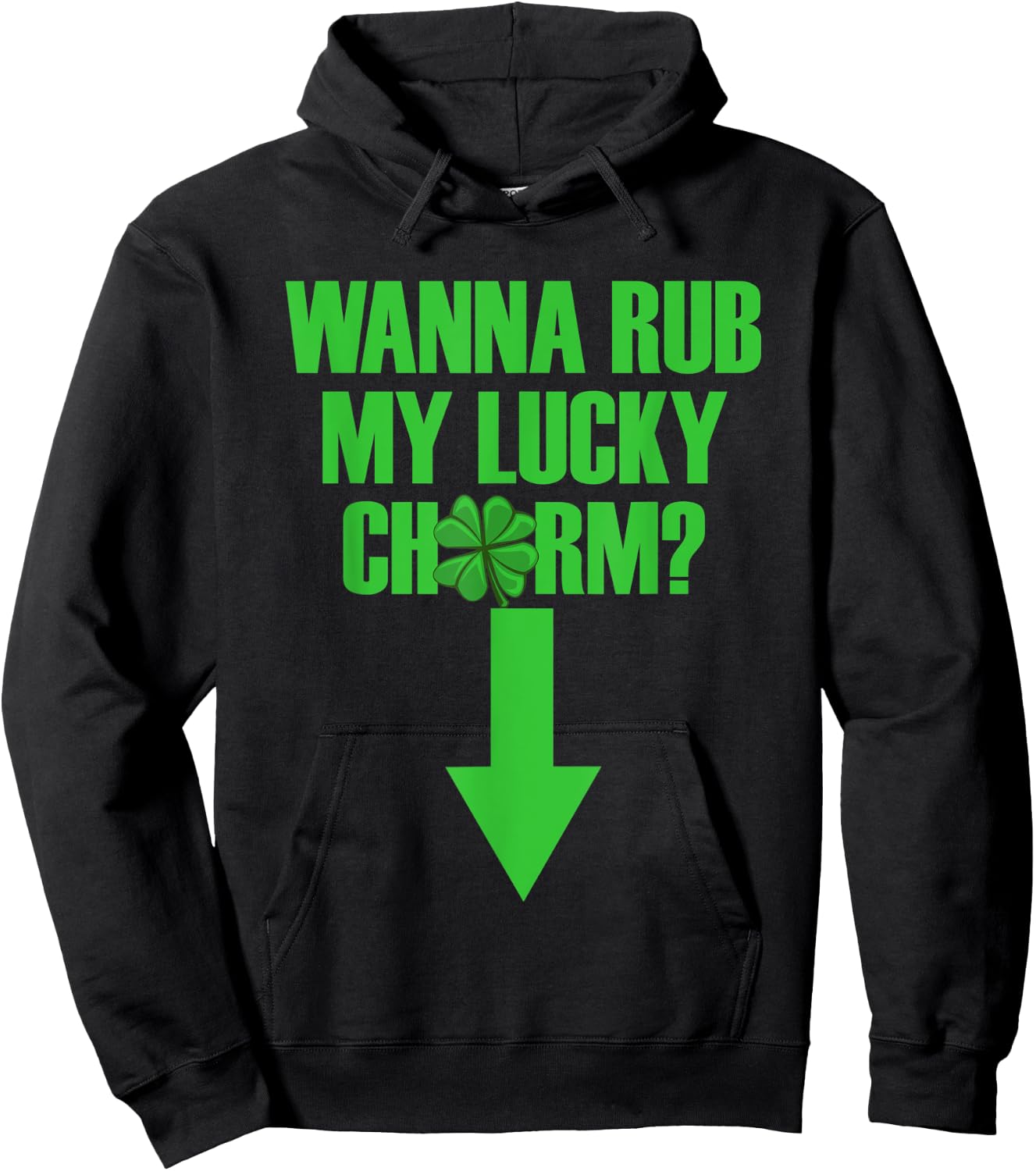 Wanna Rub My Lucky Charm Men's St. Patrick's Day Hoodie - Hoodie | Black