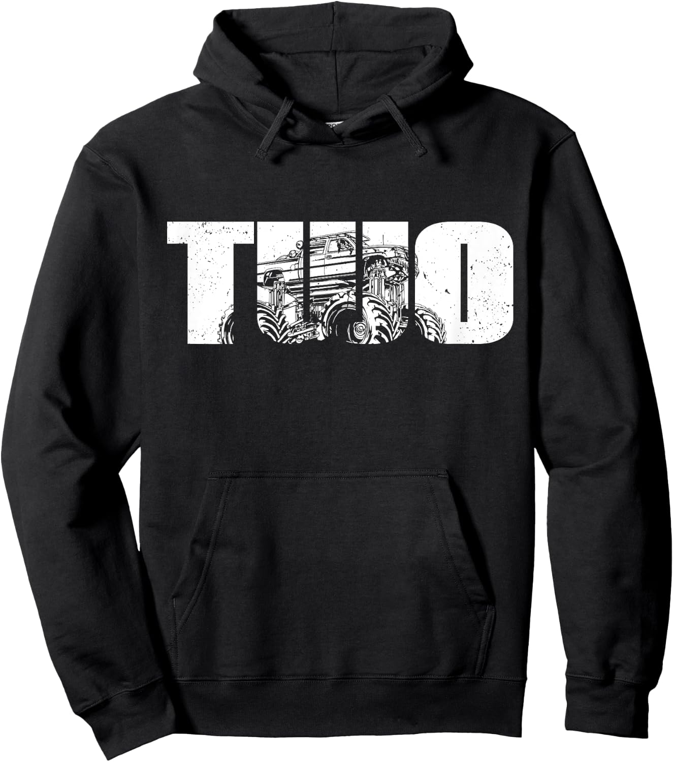 2 Year Old Shirt 2nd Birthday Monster Truck Boys Girls Kid Hoodie - Hoodie | Black