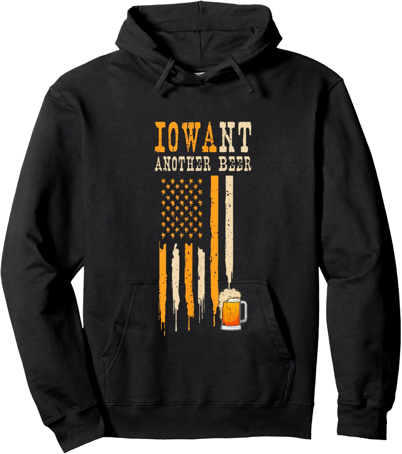 I Want Another Beer I Funny Iowa State Map Beer Drinking Hoodie - Hoodie | Black