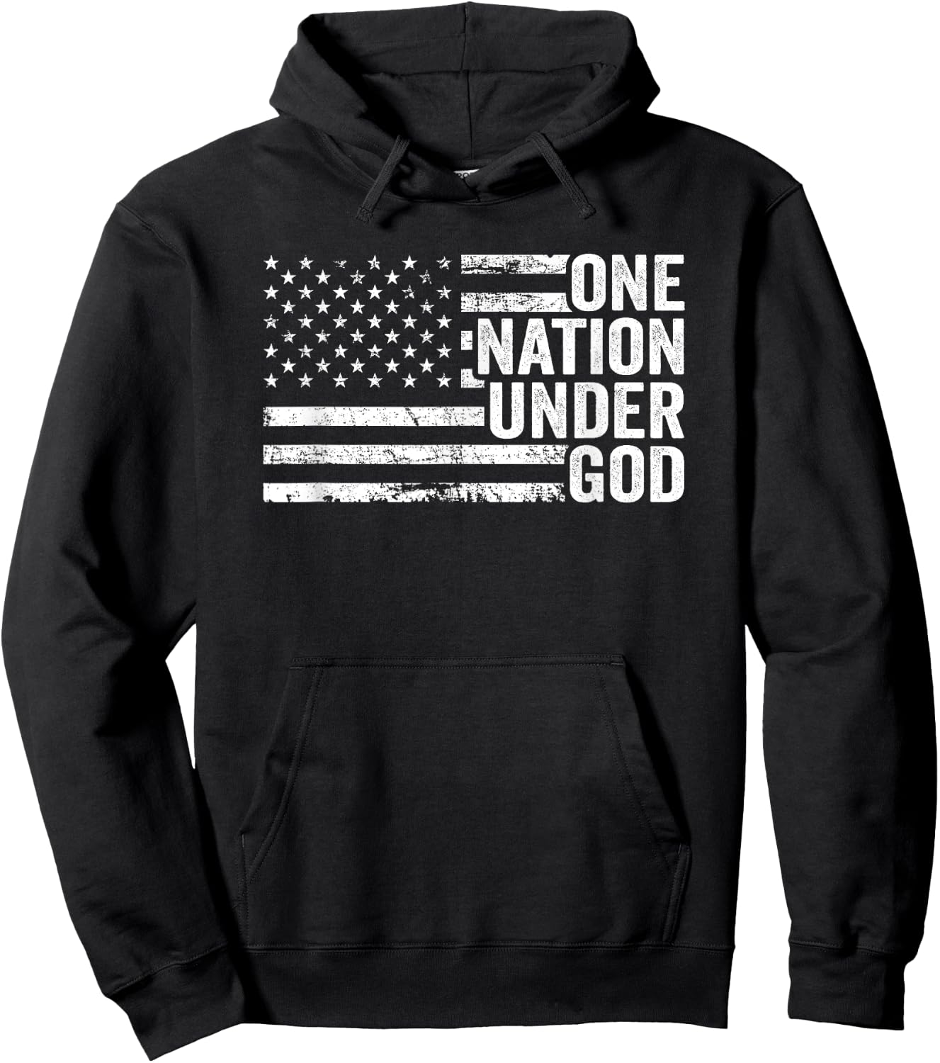 ONE NATION UNDER GOD - Christian USA Patriotic American Flag Hoodie - Hoodie | Black