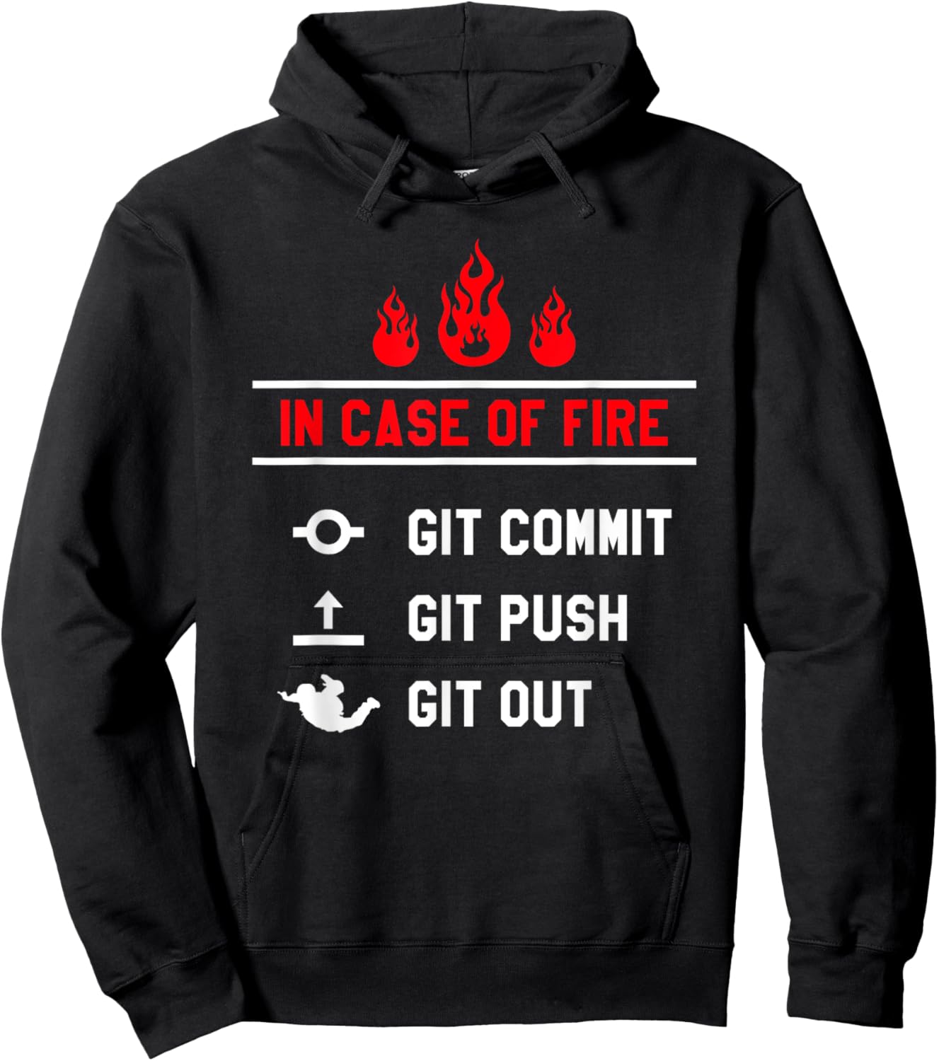 In Case Of Fire Git Commit Git Push Git Out Programmer Coder Hoodie - Hoodie | Black