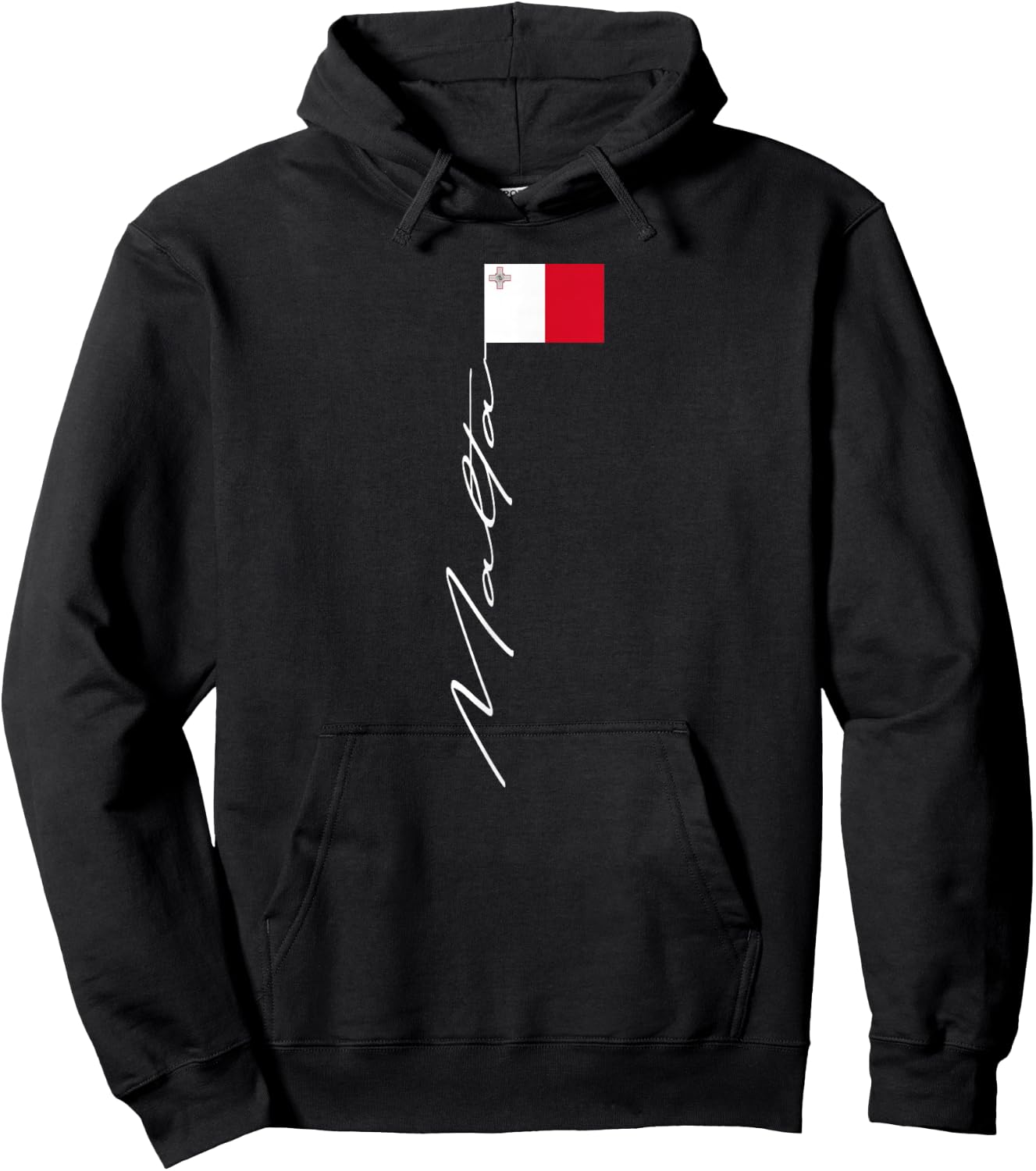 Malta Signature Flag Pole Patriotic Malta Flag Hoodie - Hoodie | Black