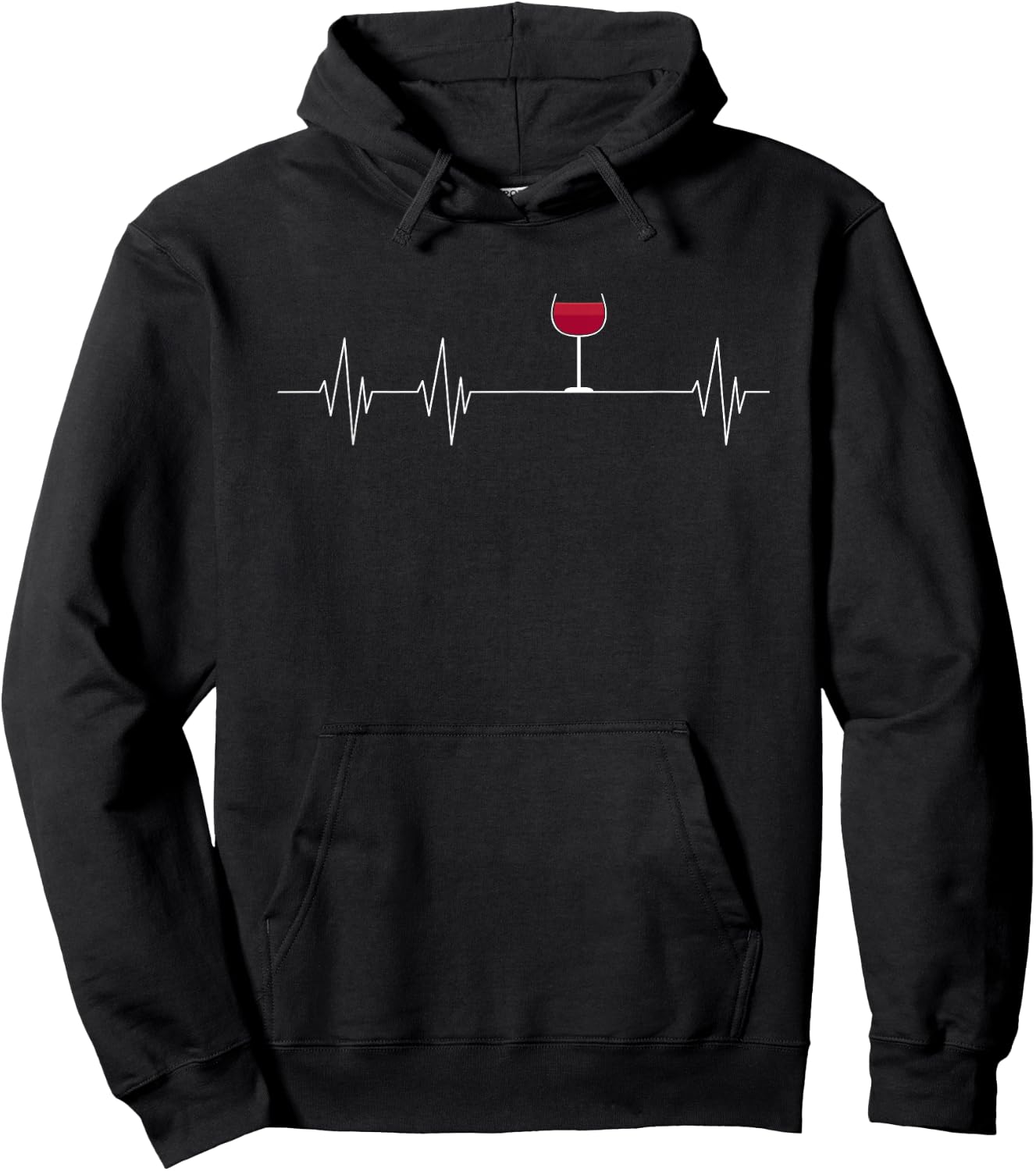 Wine Heartbeat Wine Glass Hoodie - Hoodie | Black
