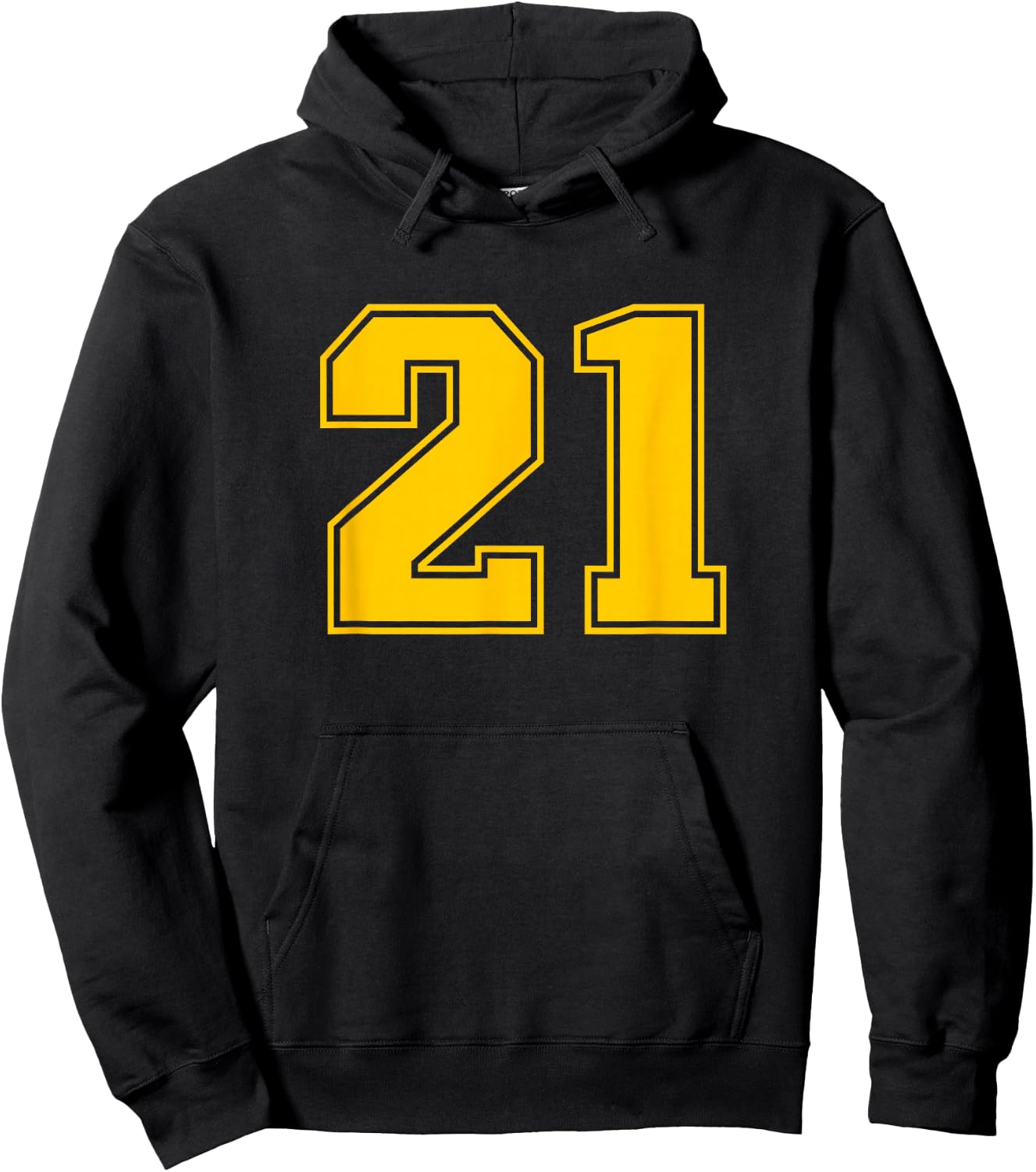 Number #21 Yellow Sport Uni Number Hoodie - Hoodie | Black