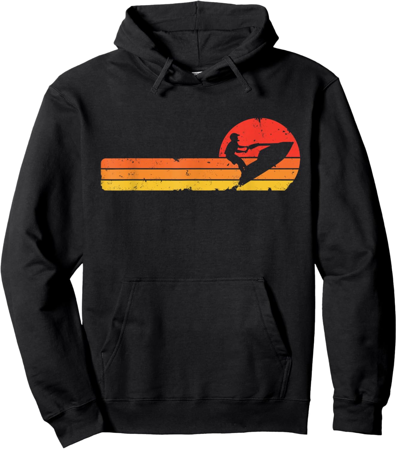 Vintage Standup sunset JetSki rider Hoodie - Hoodie | Black