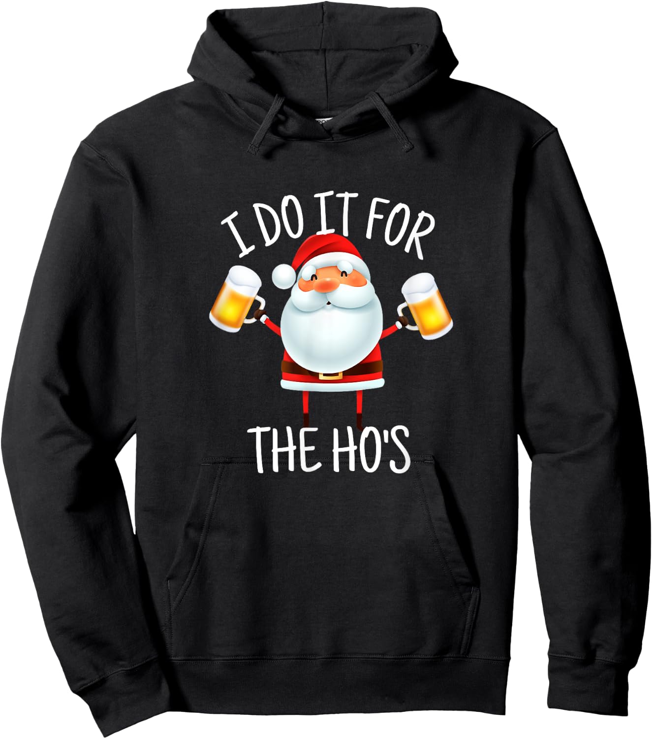 I Do It For The Hos Santa Ugly Christmas Hoodie - Hoodie | Black