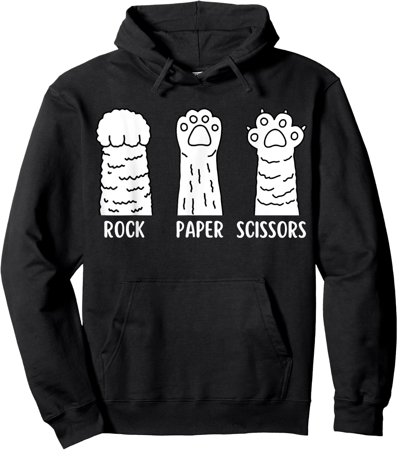 Funny Cat Animal Rescue Pet Lover Apparel Rock Paper Scissors Hand Game Cute Paw Funny Cat Hoodie - Hoodie | Black