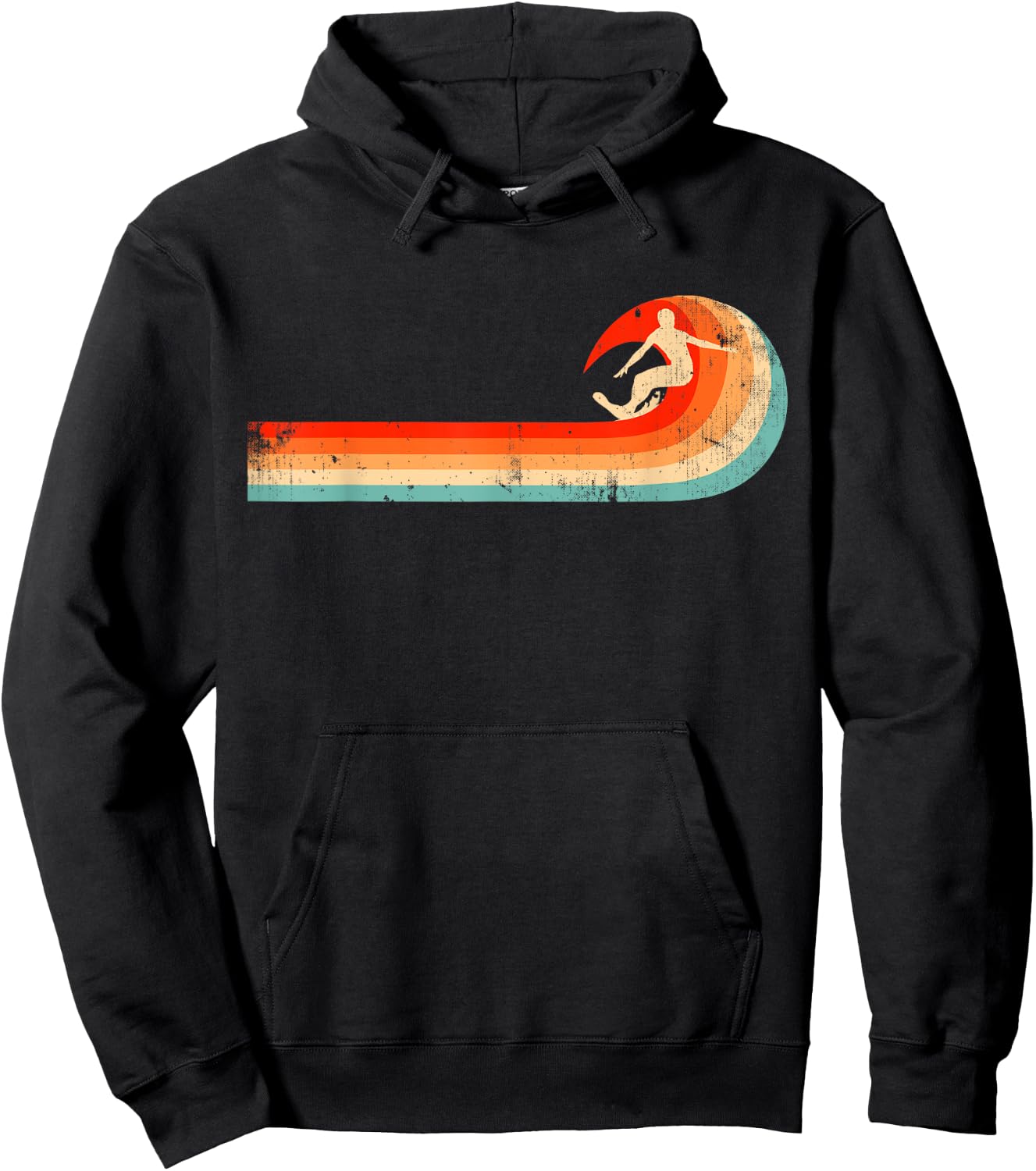 Surfer Gift Vintage Wave Retro Surfing Surf Beach Hoodie - Hoodie | Black