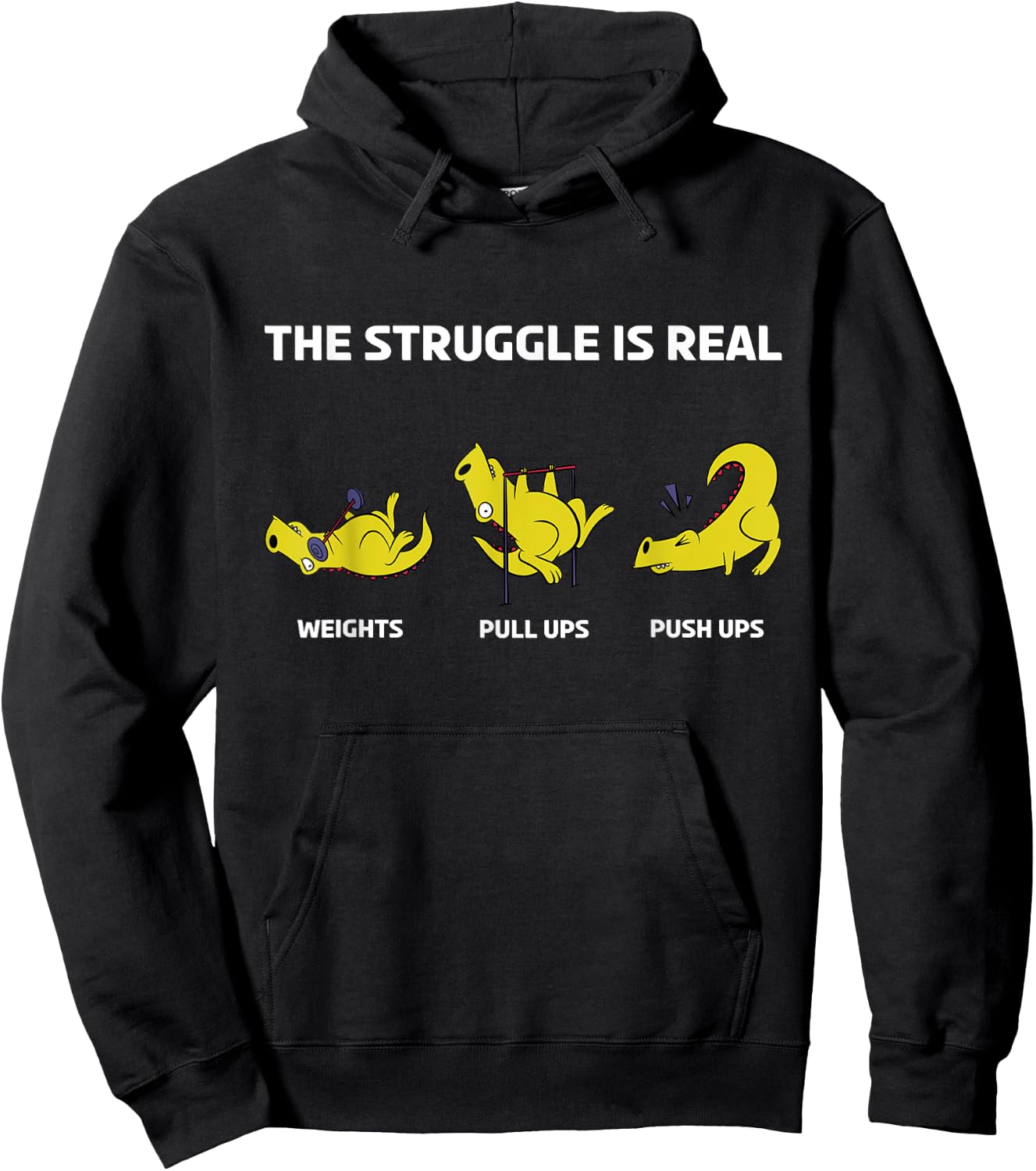 The Struggle Is Real Funny Dinosaur Fitness Trainer Hoodie - Hoodie | Black