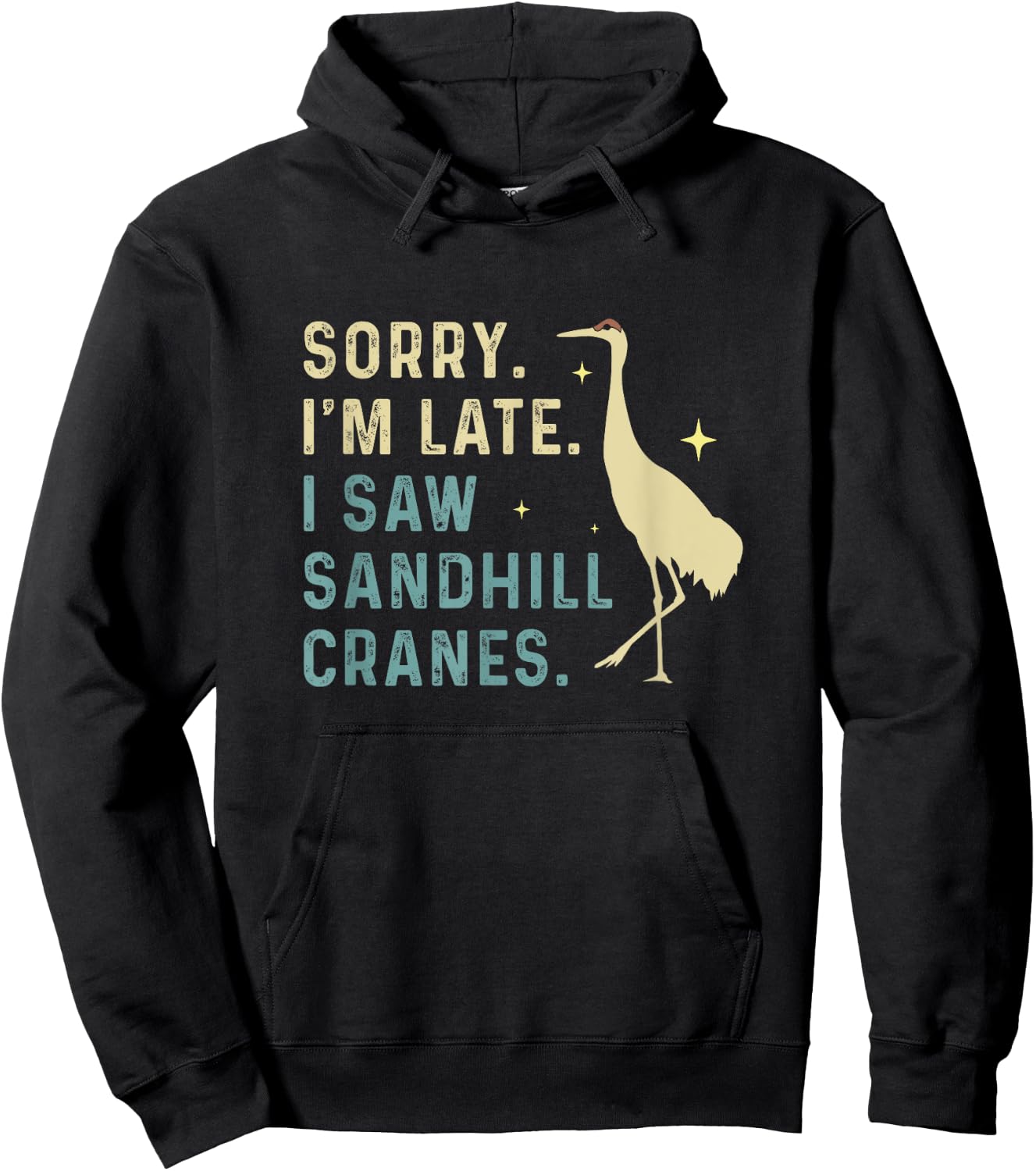 Sorry I'm Late Funny Sandhill Cranes A Migratory Birdwatcher Hoodie - Hoodie | Black