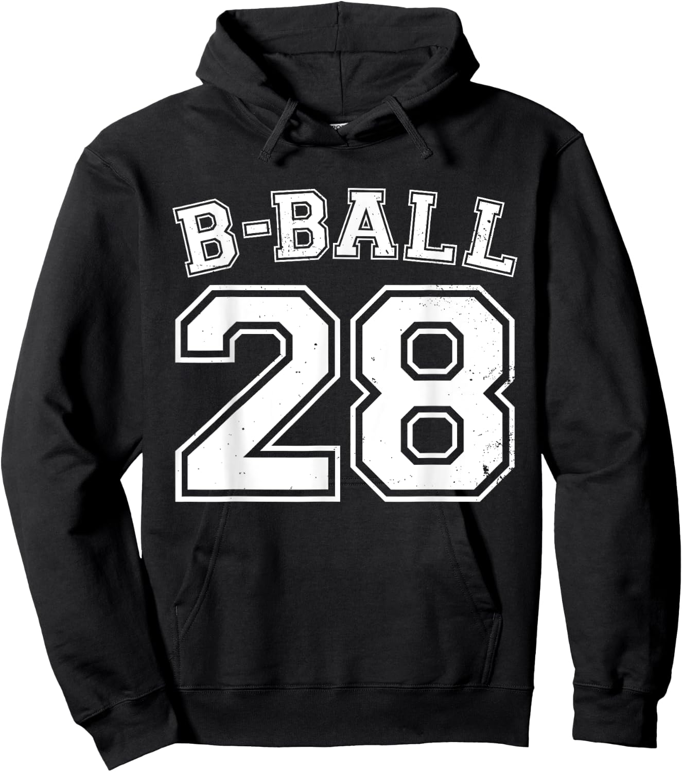 B-Ball Basketball Player Number 28 Training Varsity Vintage Hoodie - Hoodie | Black