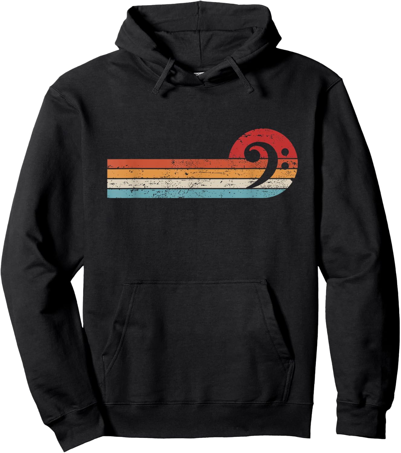 Bassist Bass Guitar Musician Retro Bass Clef Hoodie - Hoodie | Black