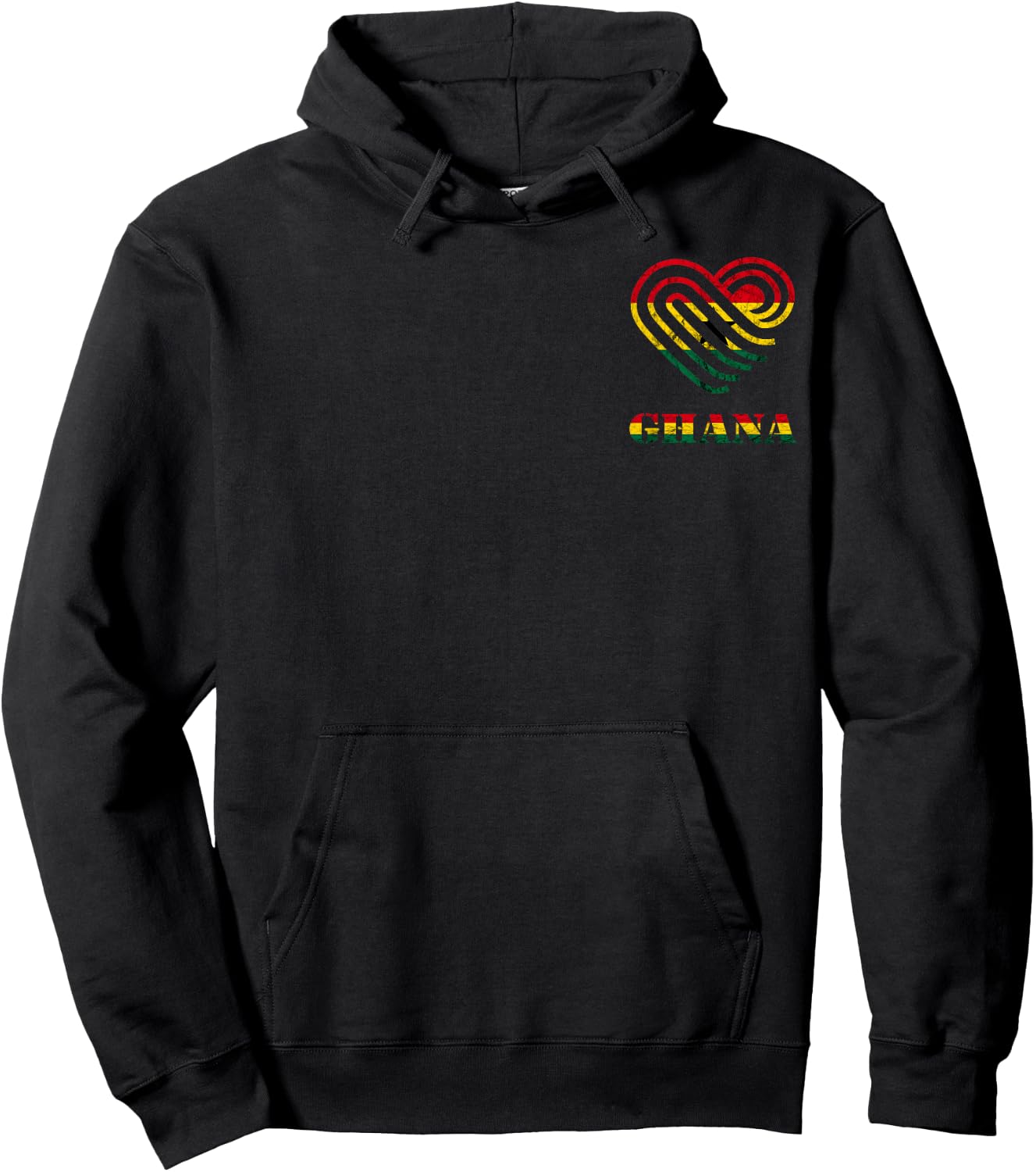 Ghana Vintage Ghana Flag Heart Ghanese Roots Ghanese Pride Hoodie - Hoodie | Black