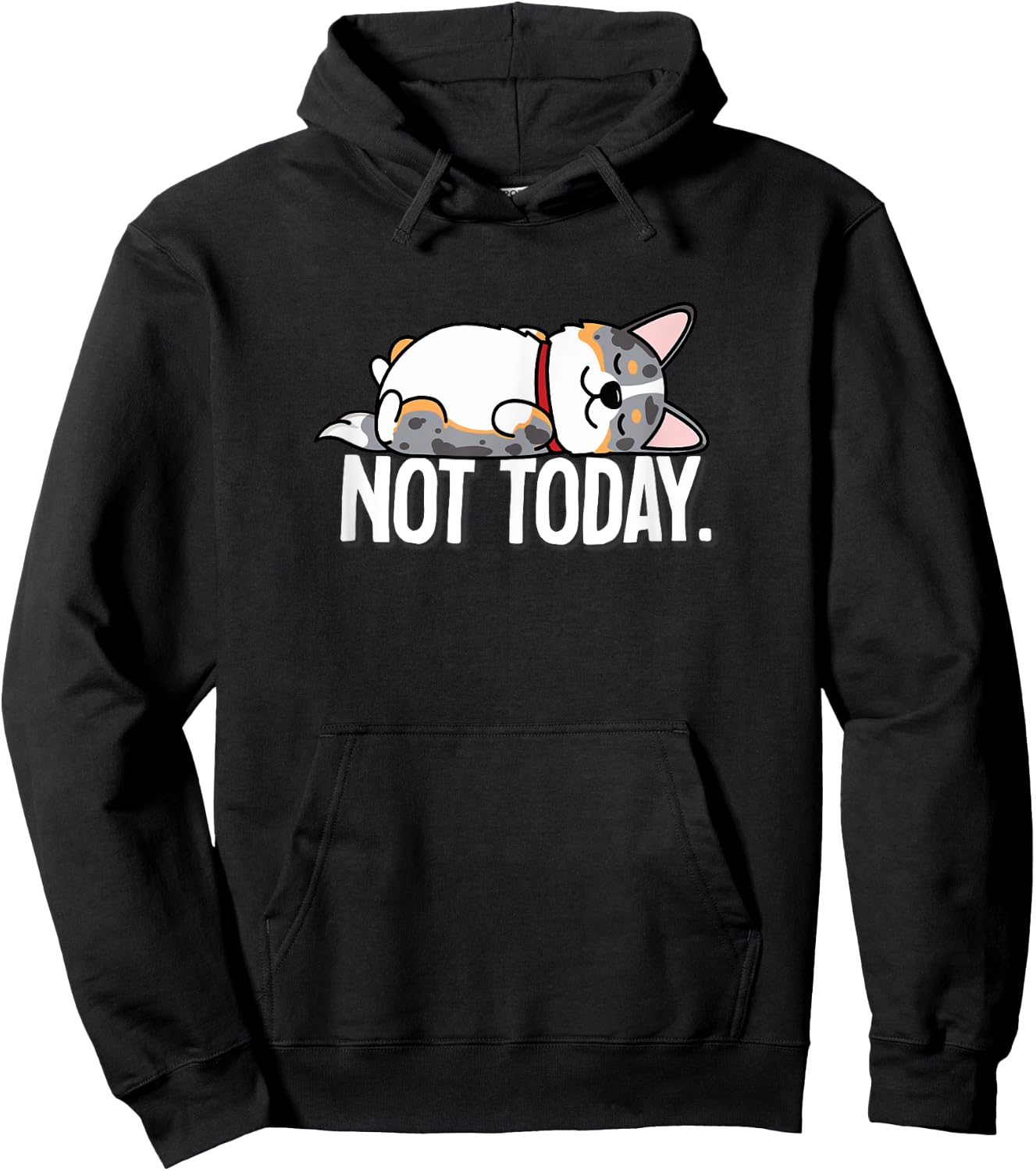 Funny Kawaii Not Today Napping Cardigan Blue Merle Corgi Hoodie - Hoodie | Black