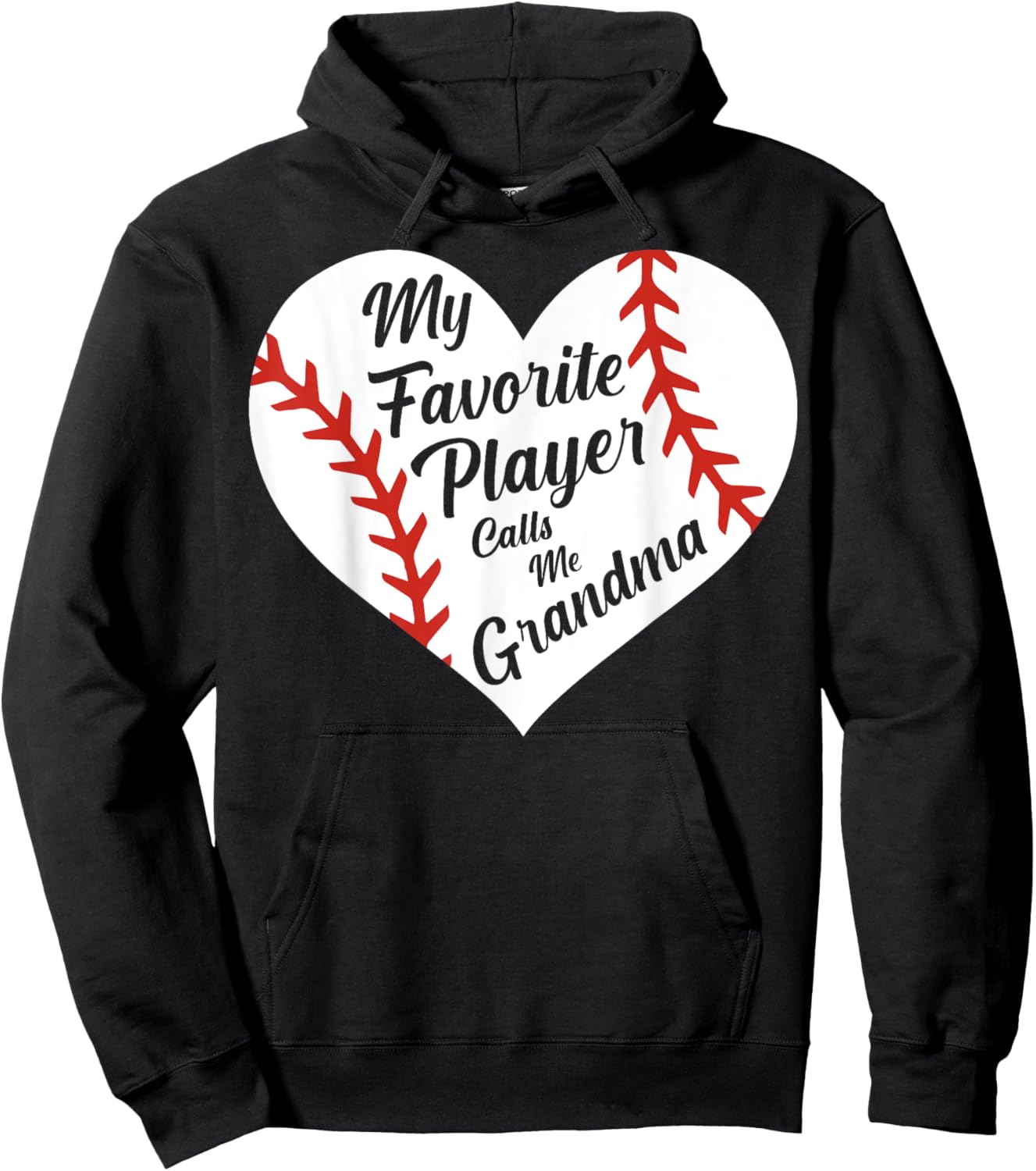 My Favorite Player Calls Me Grandma Baseball Heart Women's Hoodie - Hoodie | Black