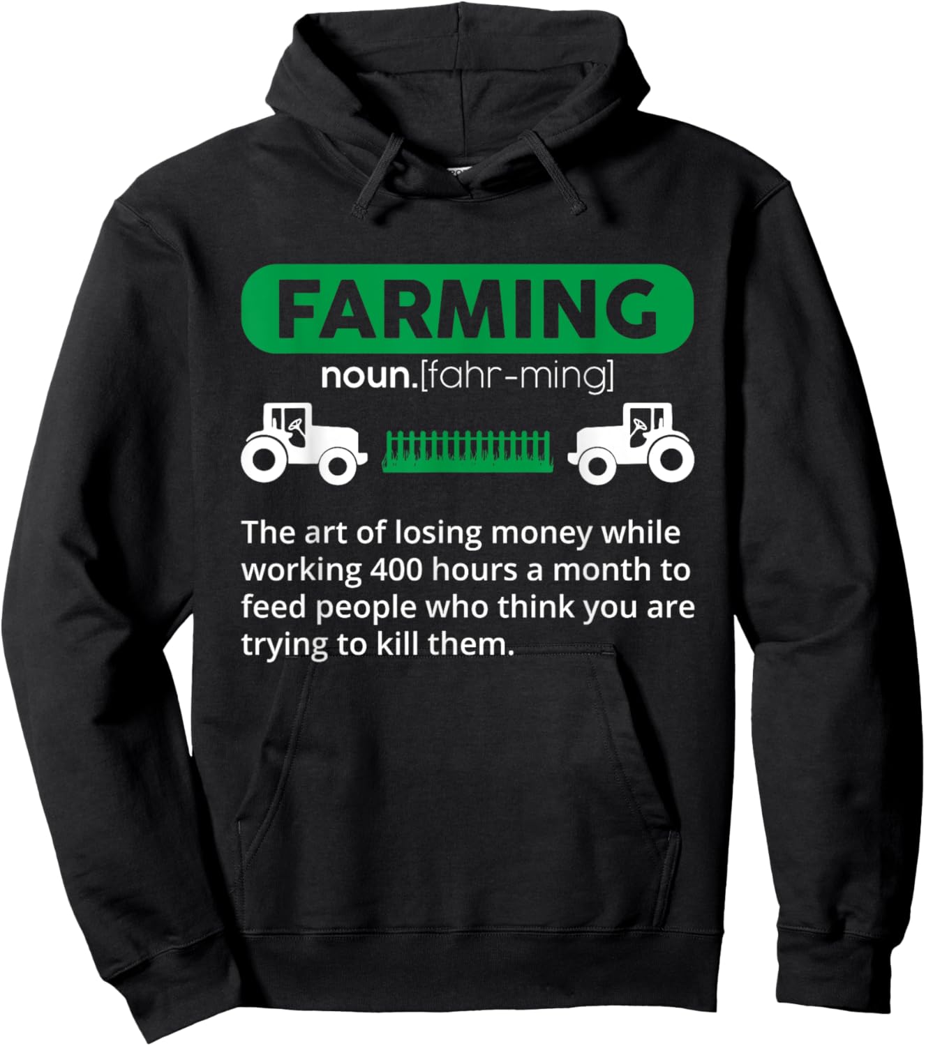 Farming Definition Noun - Funny Farmer Hoodie - Hoodie | Black