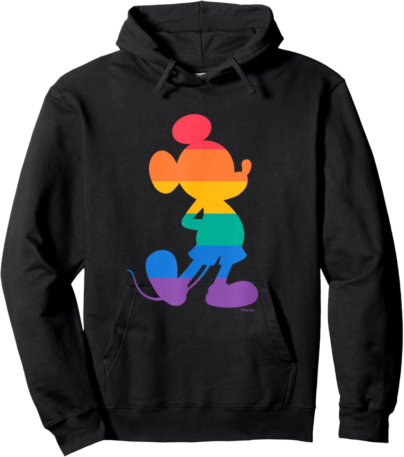 Disney Mickey Mouse Pride Classic Pose Rainbow Icon Fill Hoodie - Hoodie | Black