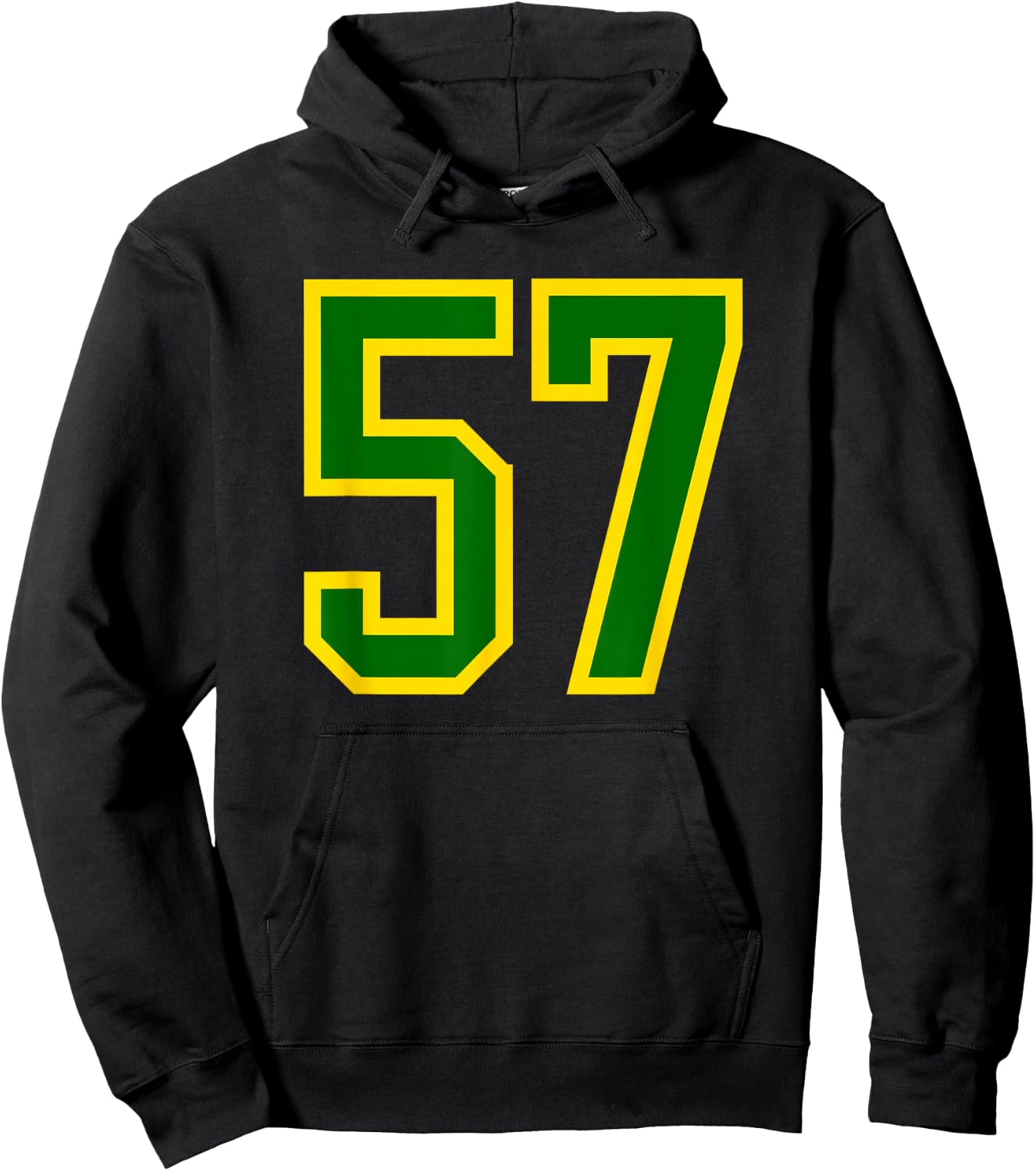 Number #57 Green Yellow Sports Team Hoodie - Hoodie | Black