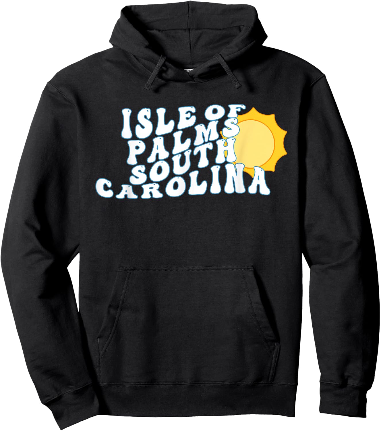 Isle of Palms South Carolina SC Retro Wavy Vacation Souvenir Hoodie - Hoodie | Black