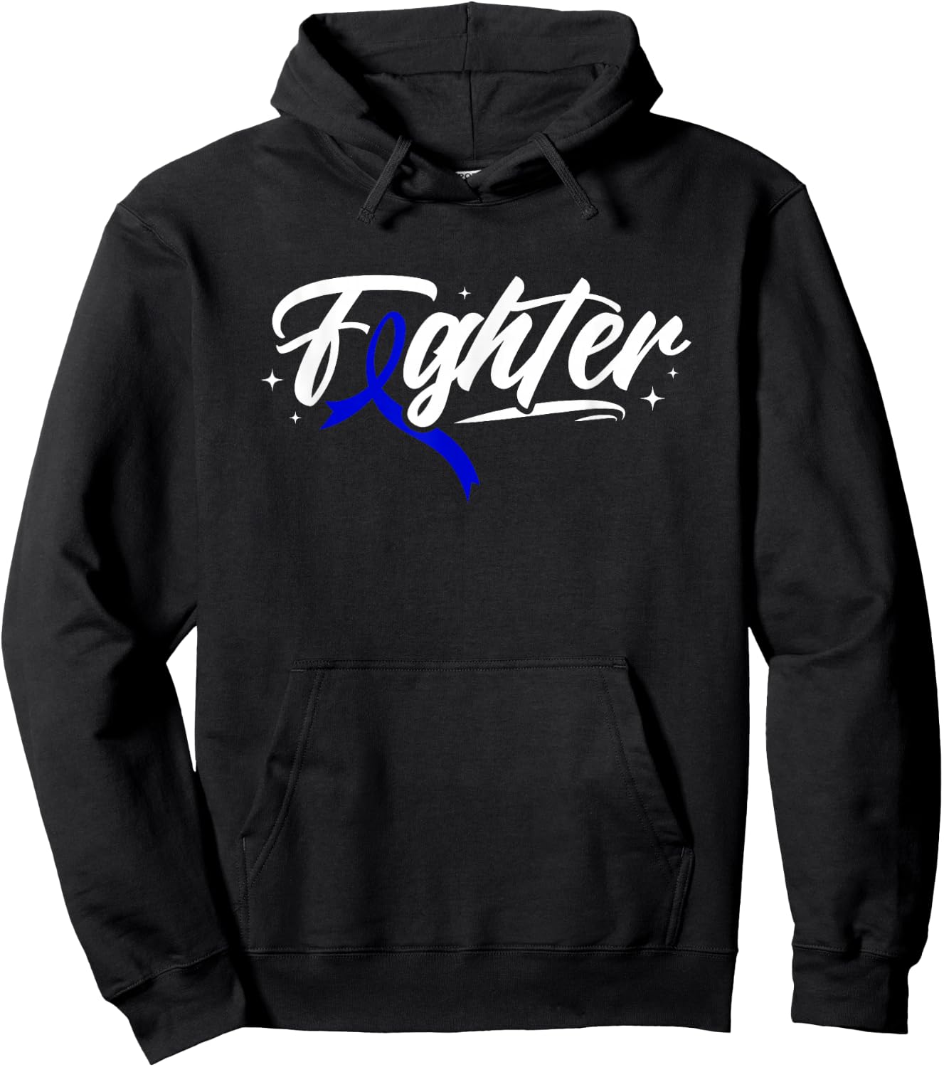 Colon Cancer Fighter Blue Ribbon Awareness Month Support Hoodie - Hoodie | Black