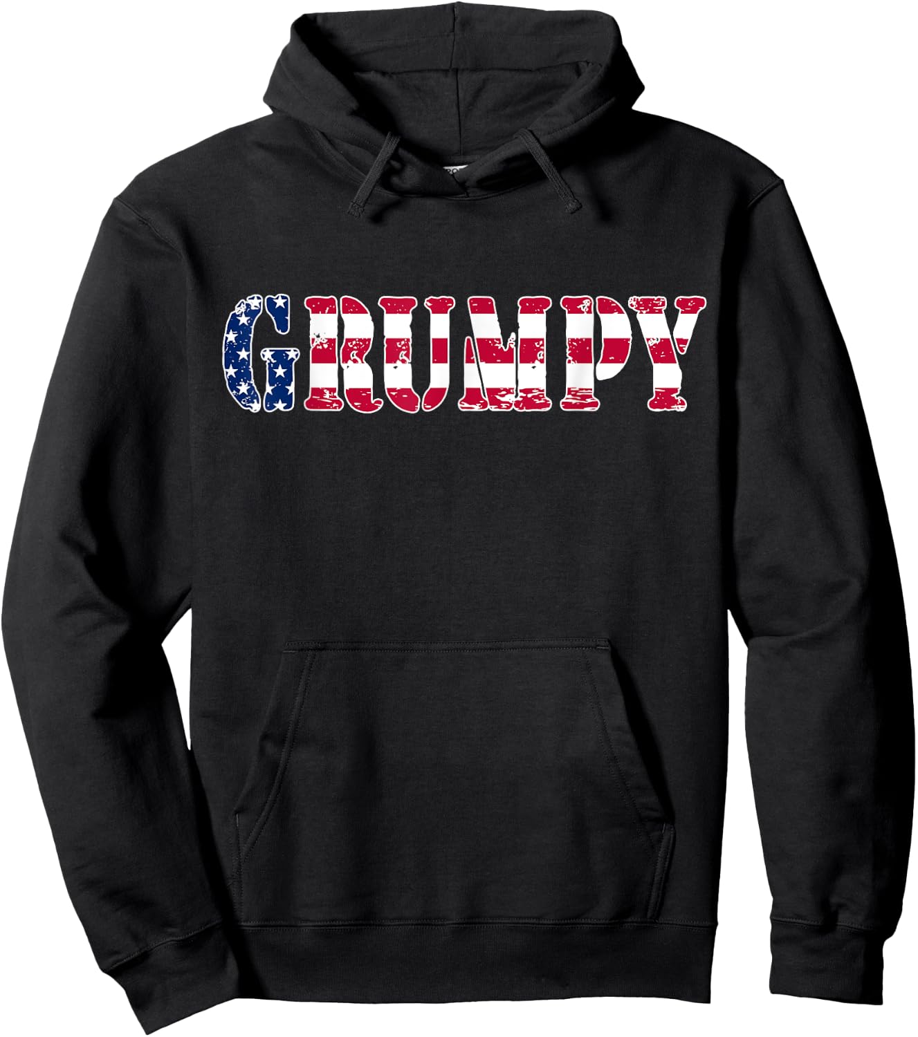 Vintage Grumpy American Flag Patriotic 4th of July Hoodie - Hoodie | Black