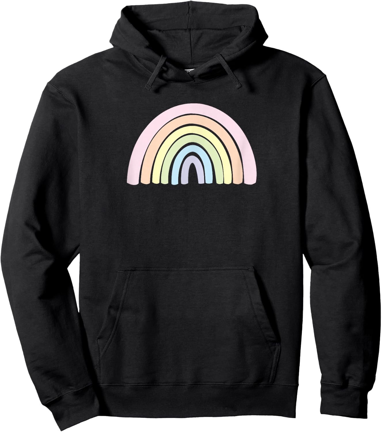 Pastel Rainbow, Cute Graphic top Short Sleeve for Woman Hoodie - Hoodie | Black