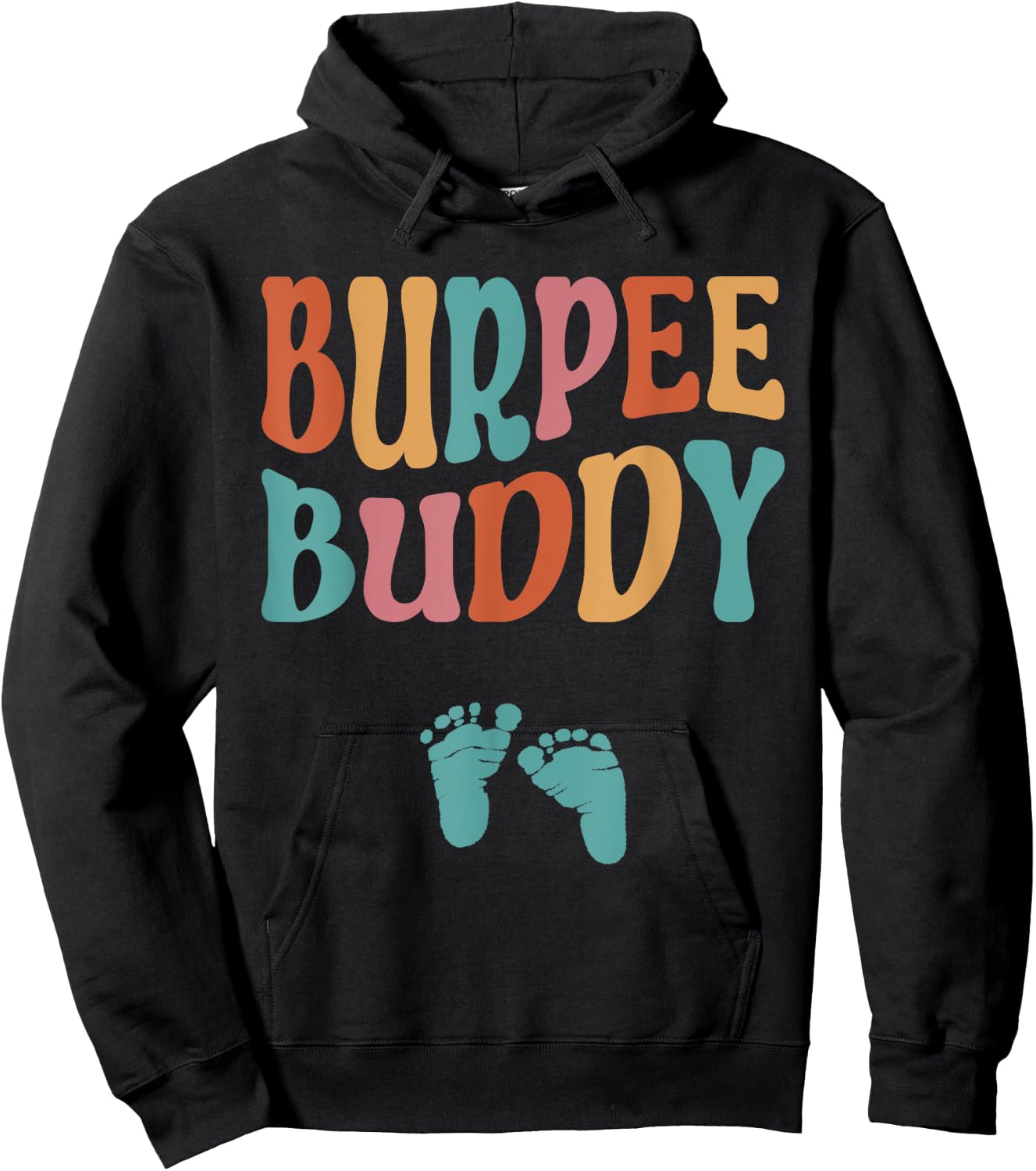 Funny Pregnancy Workout Retro Pregnant Mom Burpee Buddy Hoodie - Hoodie | Black