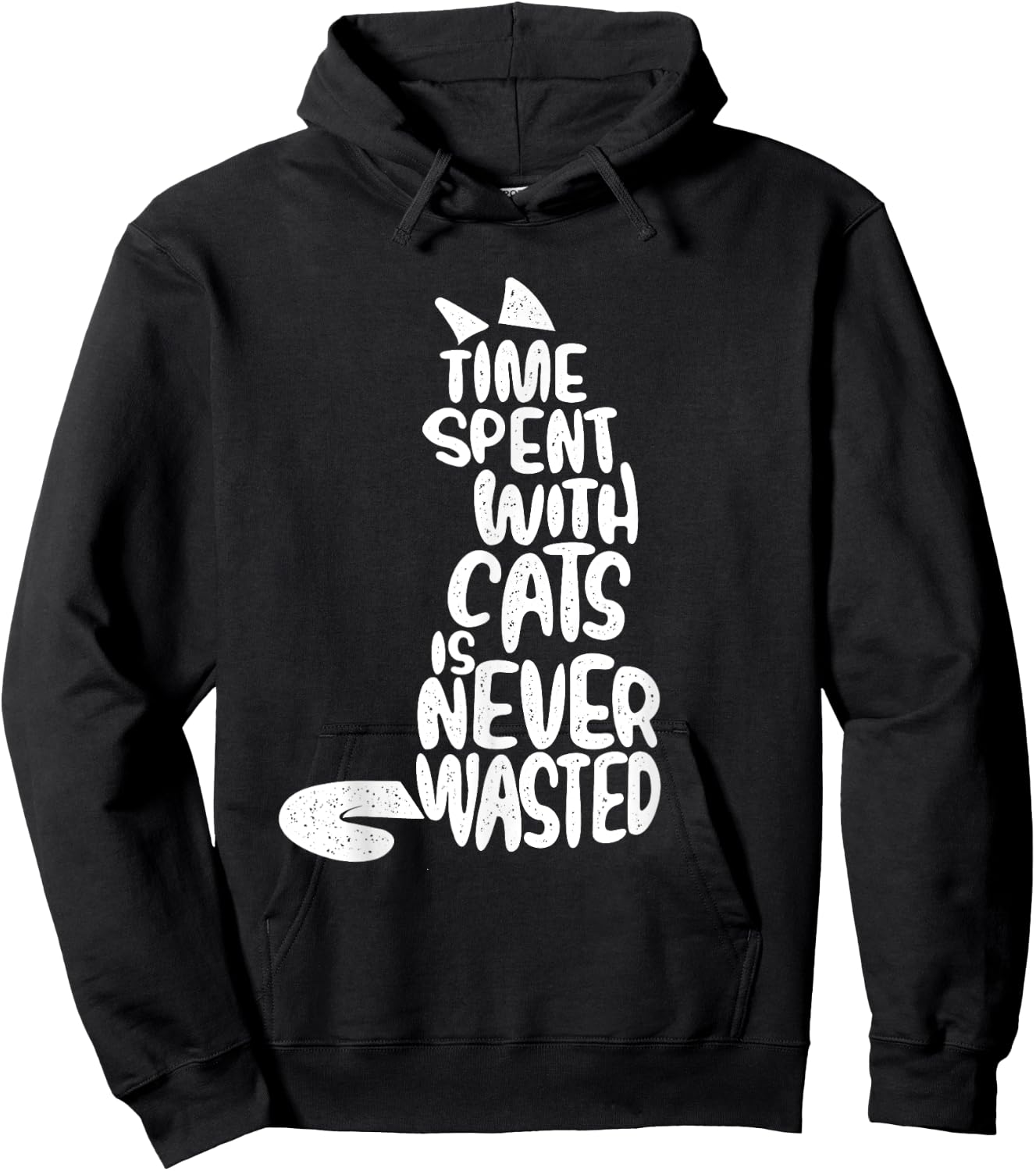 Time Spent With Cats Is Never Wasted - Kitten Cat Lover Hoodie - Hoodie | Black