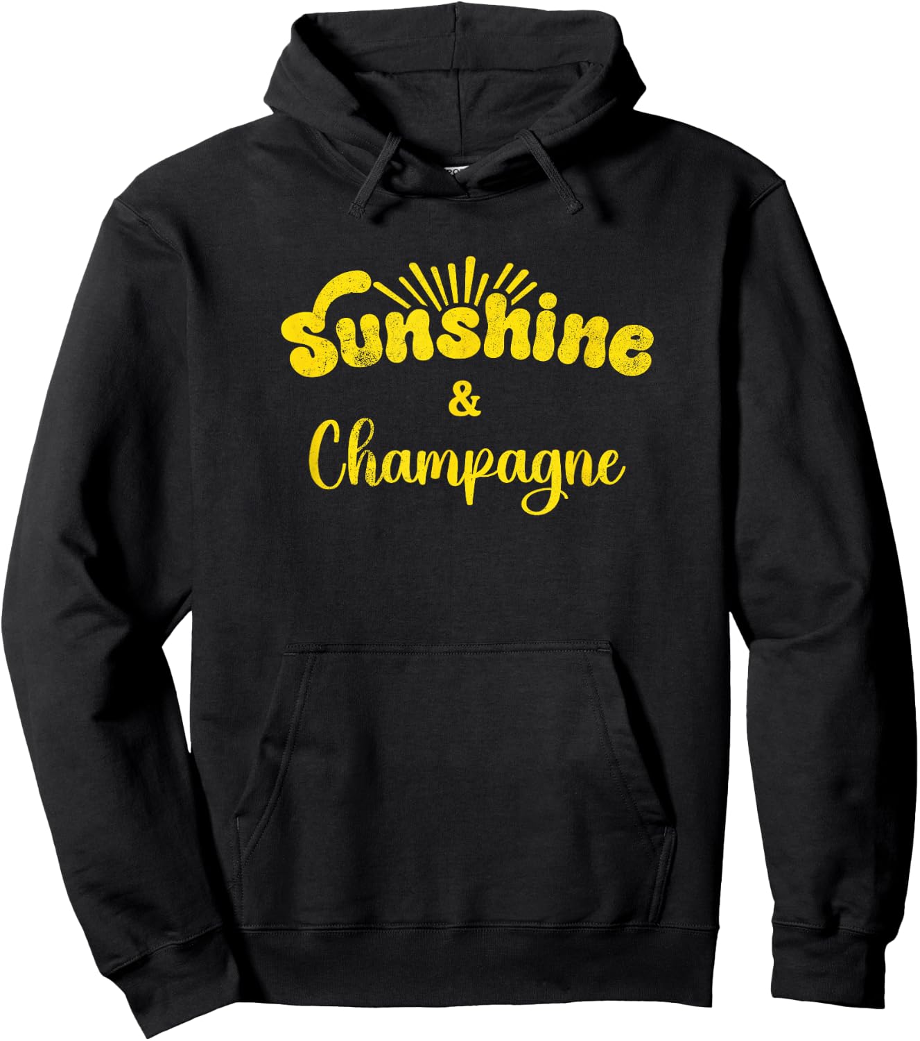 Sunshine and Champagne | Cute Summer Vintage Graphic Hoodie - Hoodie | Black