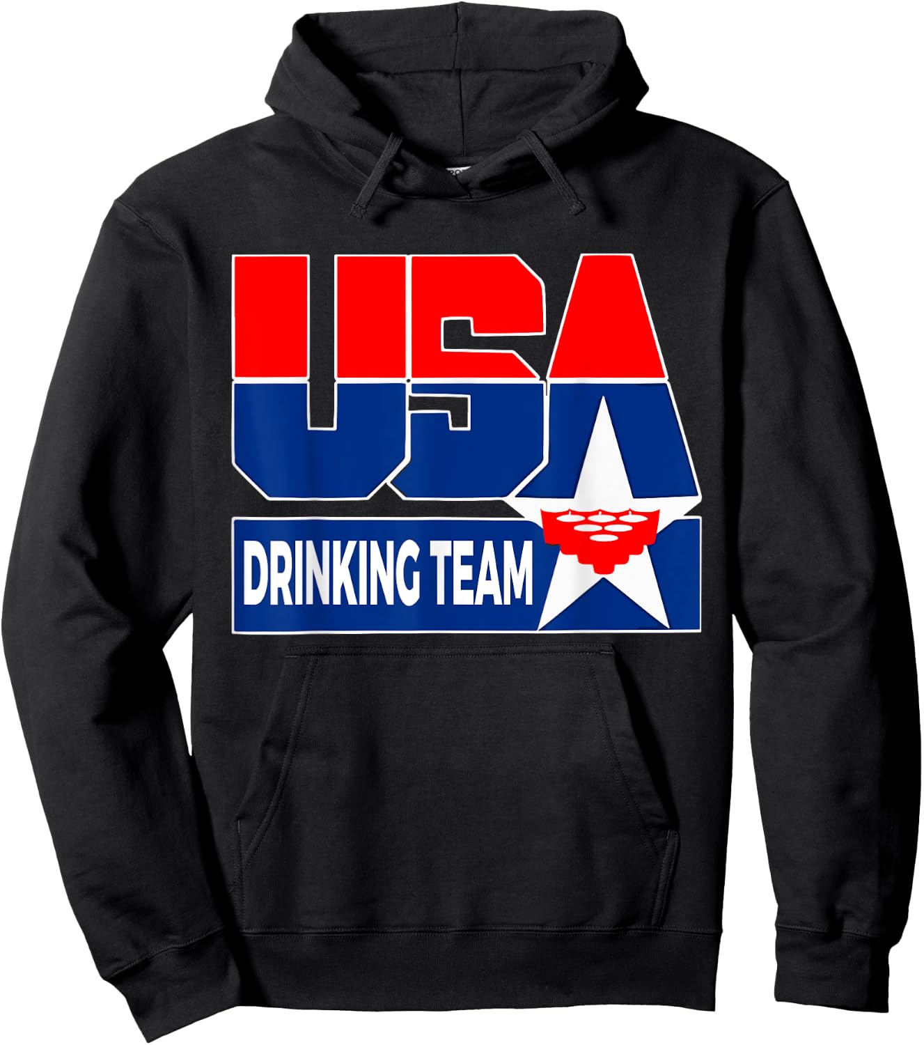 USA Drinking Team American Flag Patriotic Beer Frat Boy Pun Hoodie - Hoodie | Black