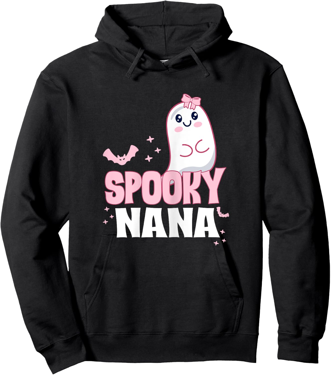 Spooky Nana Family Cute Pink White Ghost Boo Halloween Hoodie - Hoodie | Black