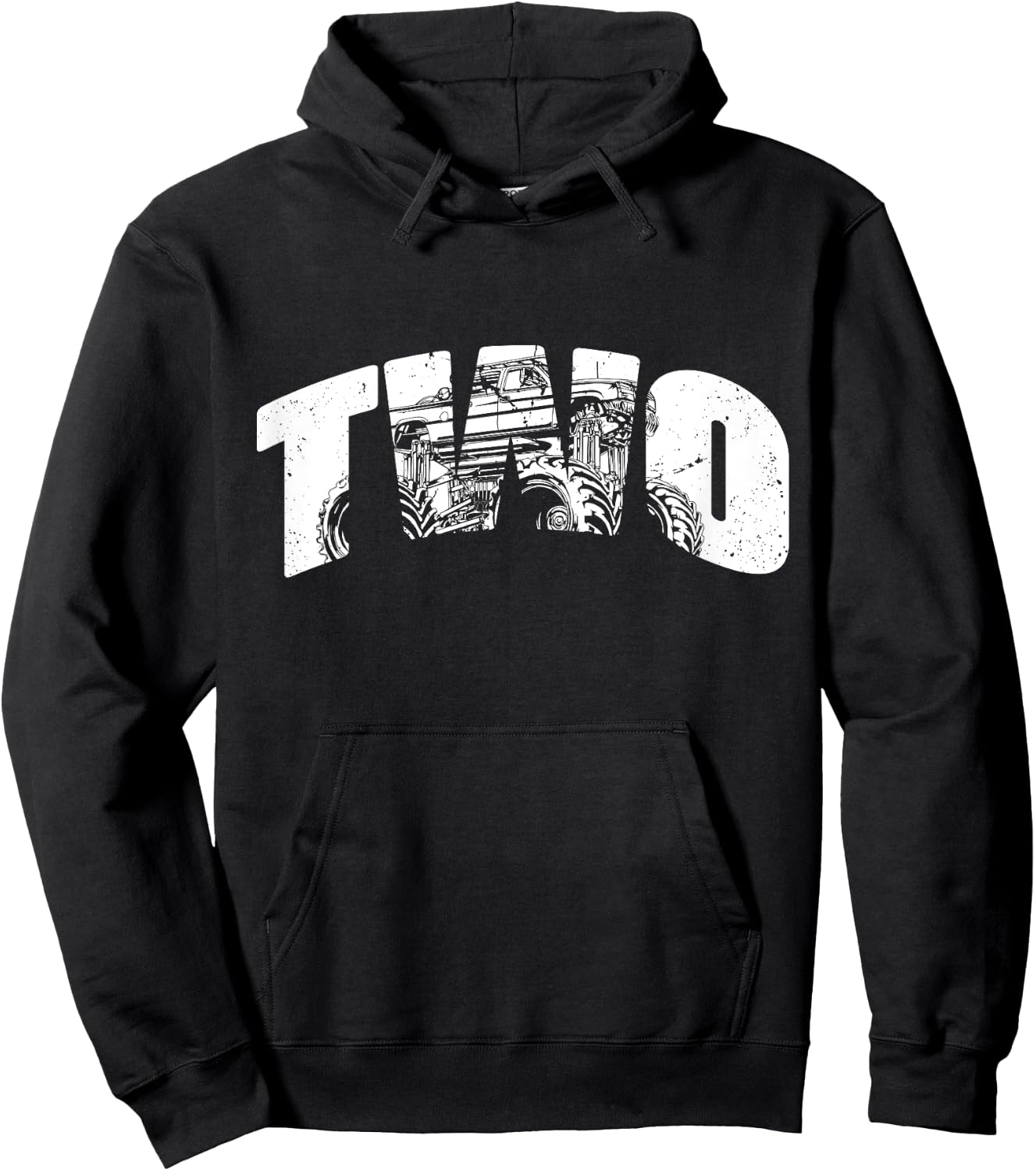 Kids 2 Year Old Shirt 2nd Birthday Monster Truck Boys Girls Kid Hoodie - Hoodie | Black