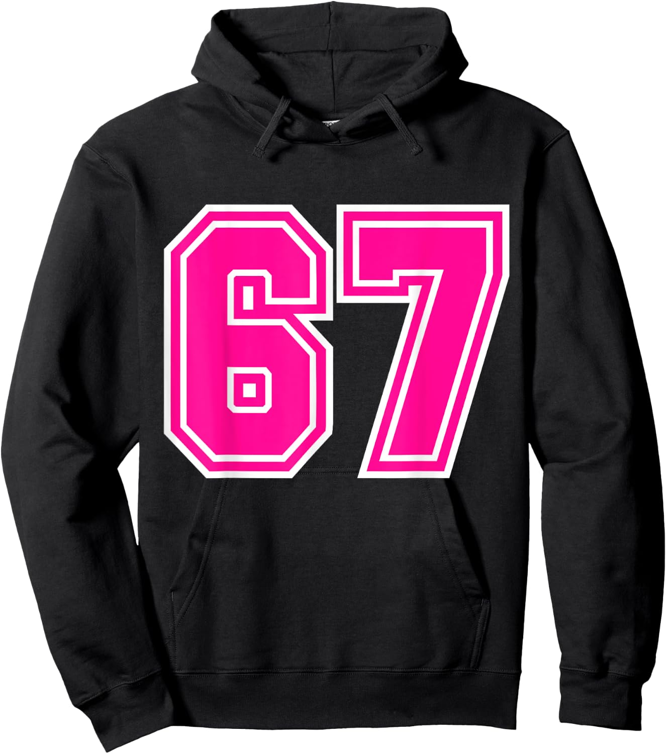 Number #67 Varsity Pink Favorite Number Hoodie - Hoodie | Black