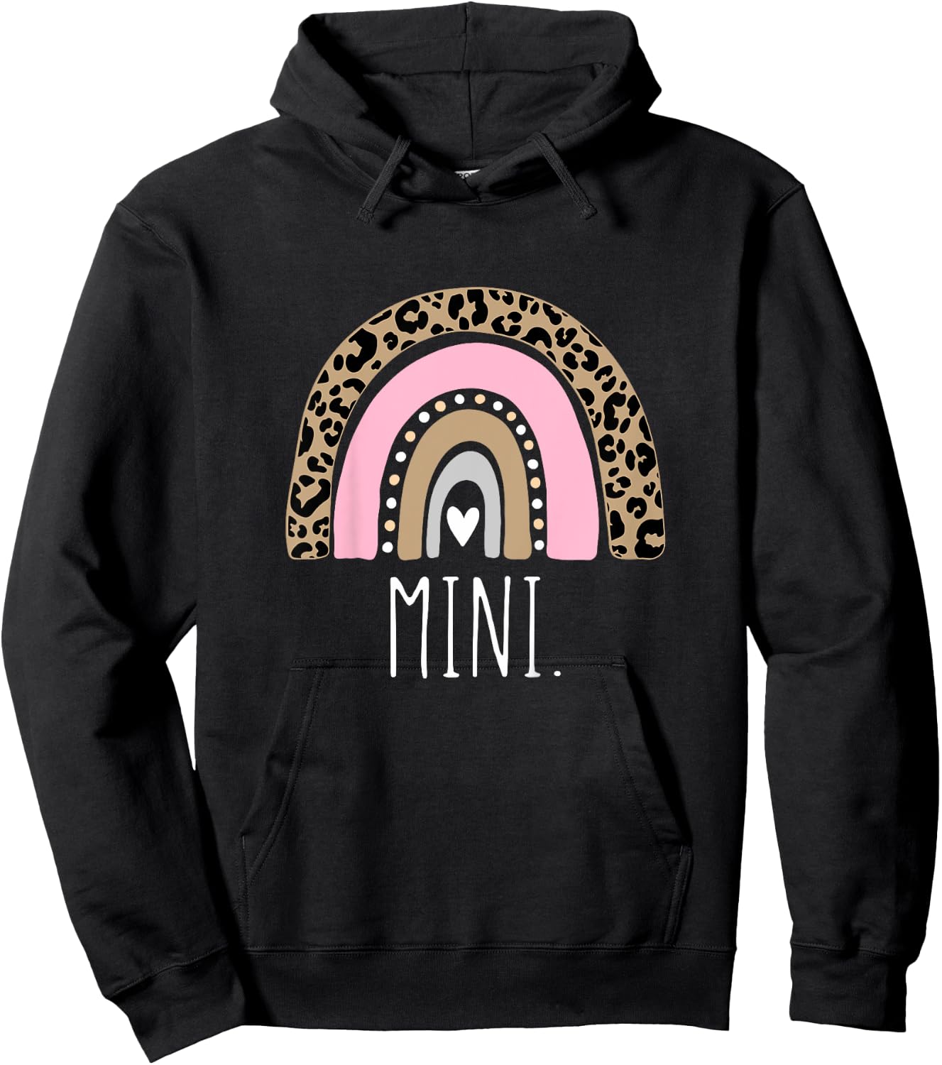 MINI Rainbow Leopard New Mom Blessed Mama & Mini Matching Hoodie - Hoodie | Black