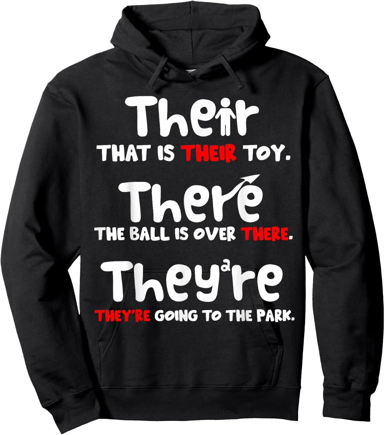 Their There and They're English Teacher Grammar example Hoodie - Hoodie | Black