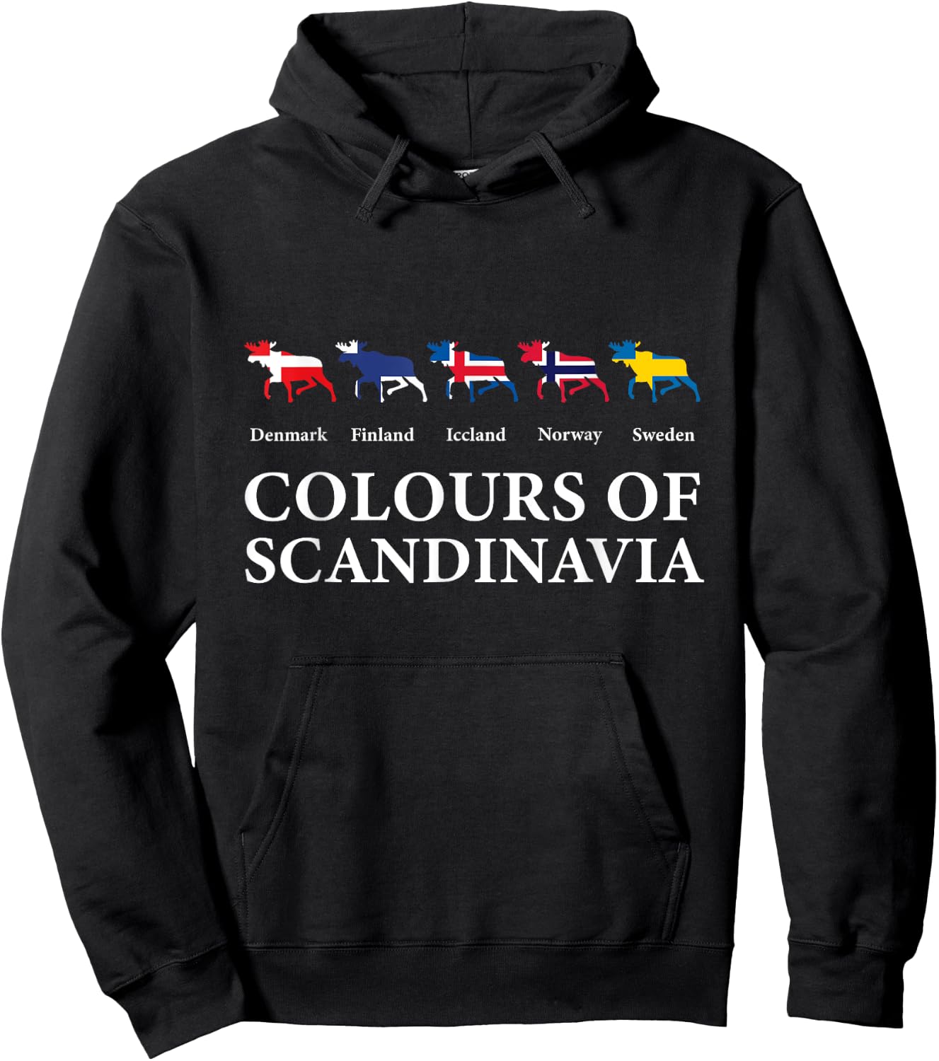 Colours of Scandinavia Scandinavian European Countries Hoodie - Hoodie | Black