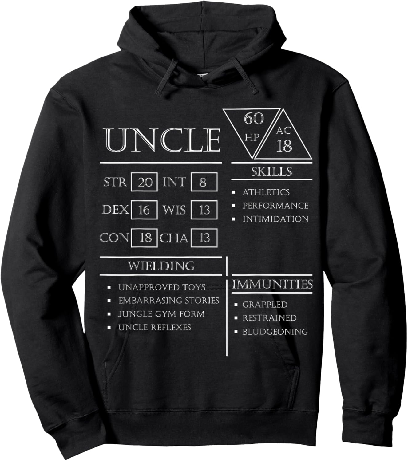 Roleplaying Dice Gamer Dragon Uncle Stat Skills Wielding Hoodie - Hoodie | Black